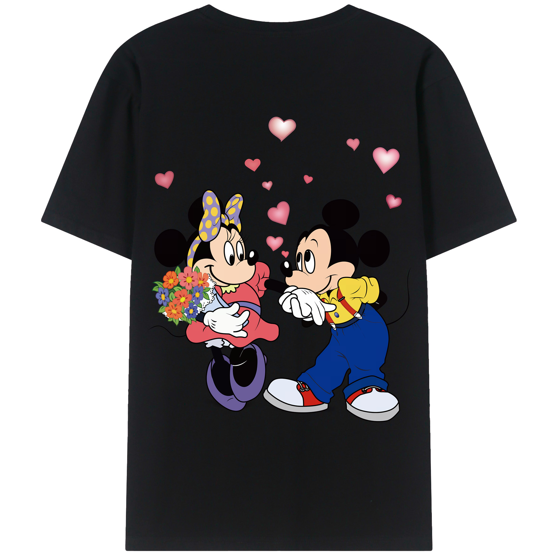 （画像用） ミッキーマウス Mickey Mouse 綿100％ メンズ半袖Tシャツ（バックプリント） 通気性