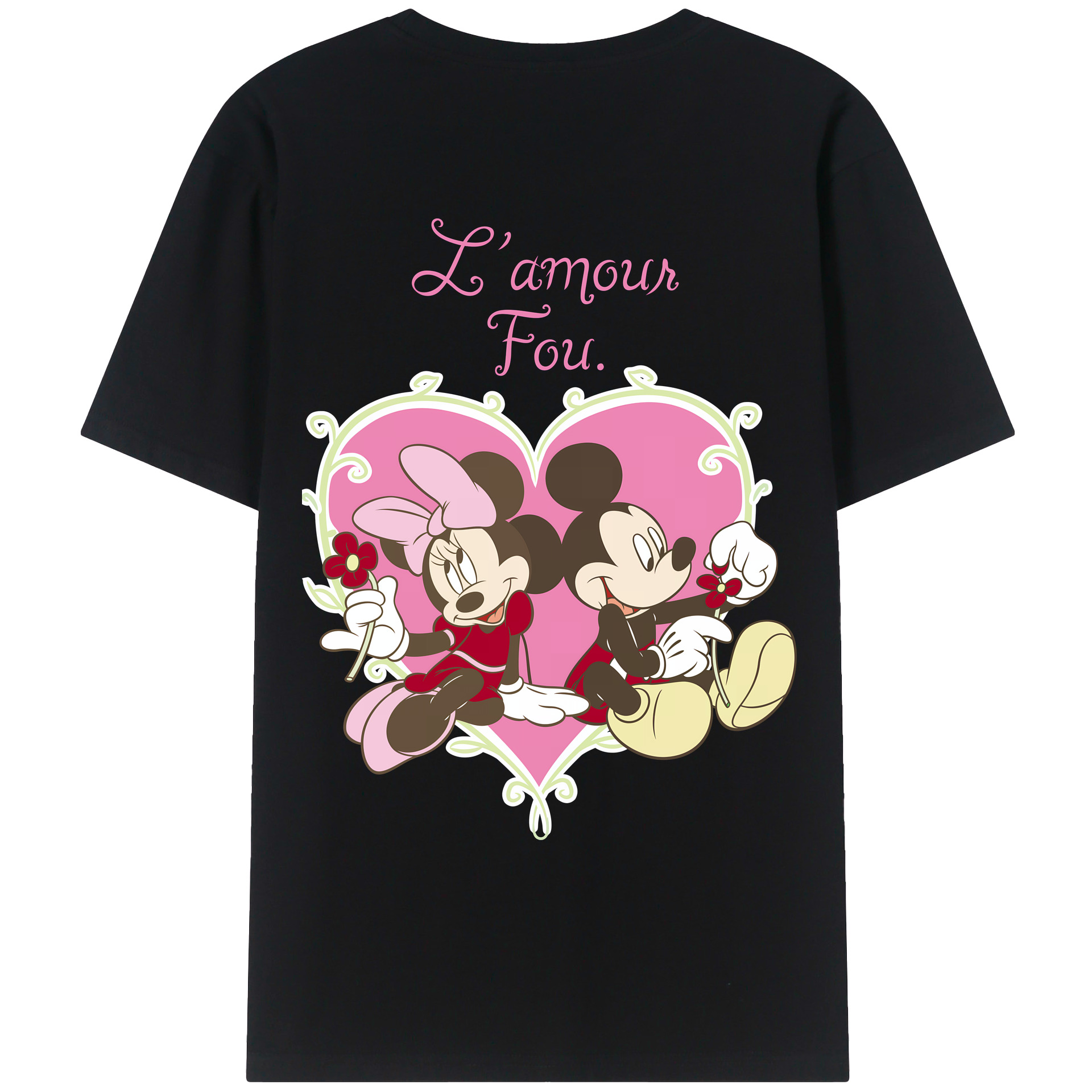 （画像用） ミッキーマウス Mickey Mouse 綿100％ メンズ半袖Tシャツ（バックプリント） 通気性