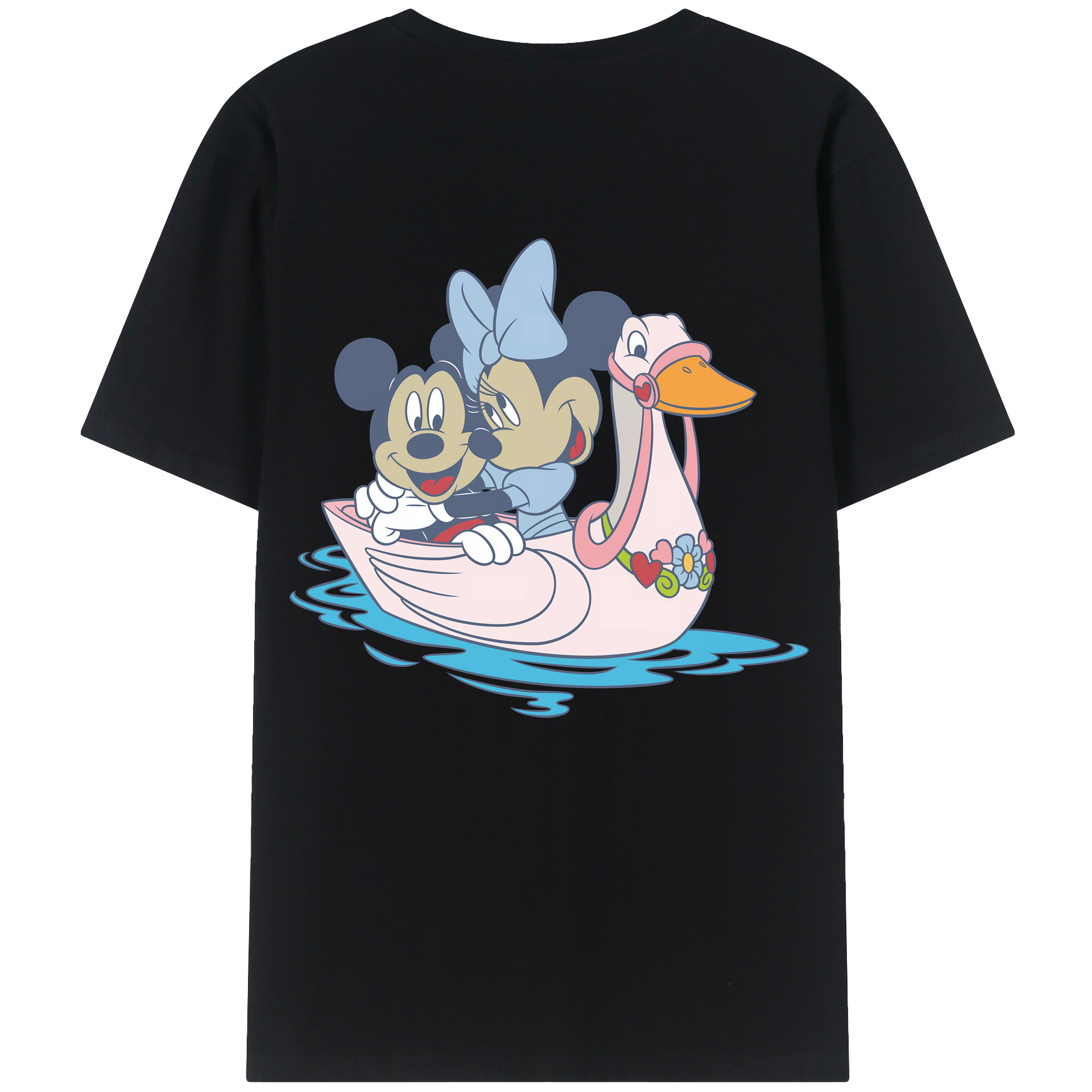 （画像用） ミッキーマウス Mickey Mouse 綿100％ メンズ半袖Tシャツ（バックプリント） 通気性