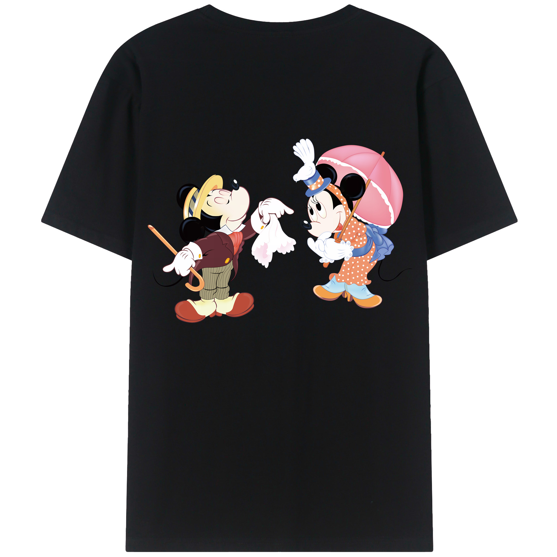 （画像用） ミッキーマウス Mickey Mouse 綿100％ メンズ半袖Tシャツ（バックプリント） 通気性