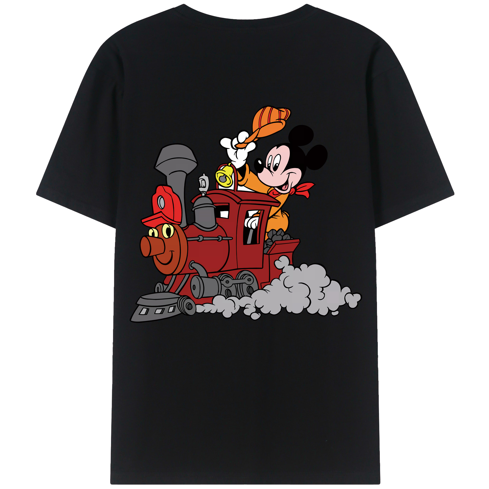 （画像用） ミッキーマウス Mickey Mouse 綿100％ メンズ半袖Tシャツ（バックプリント） 通気性