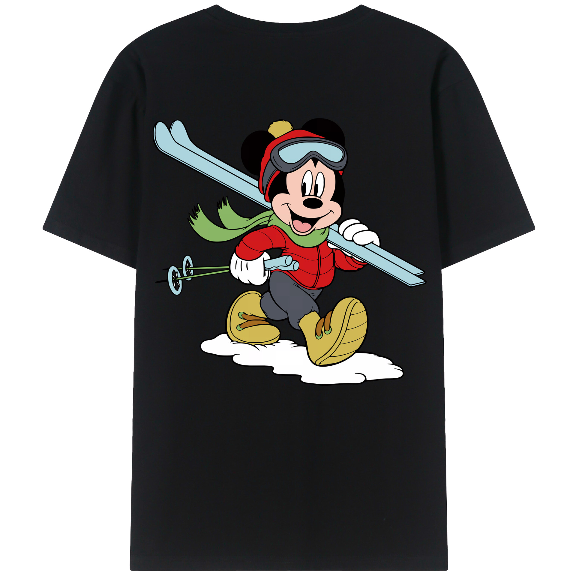 （画像用） ミッキーマウス Mickey Mouse 綿100％ メンズ半袖Tシャツ（バックプリント） 通気性