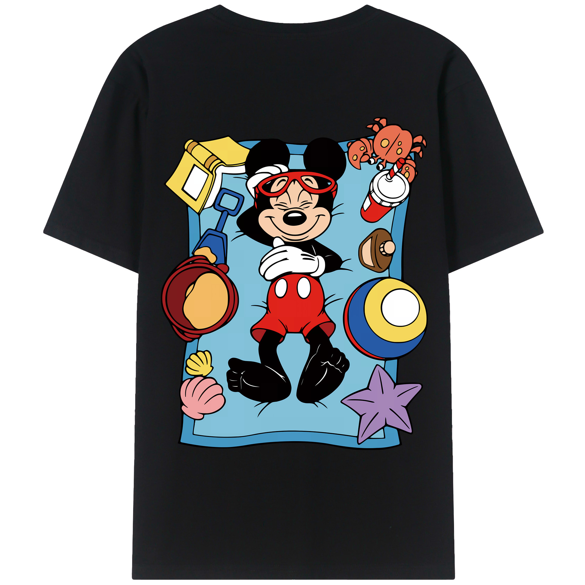 （画像用） ミッキーマウス Mickey Mouse 綿100％ メンズ半袖Tシャツ（バックプリント） 通気性