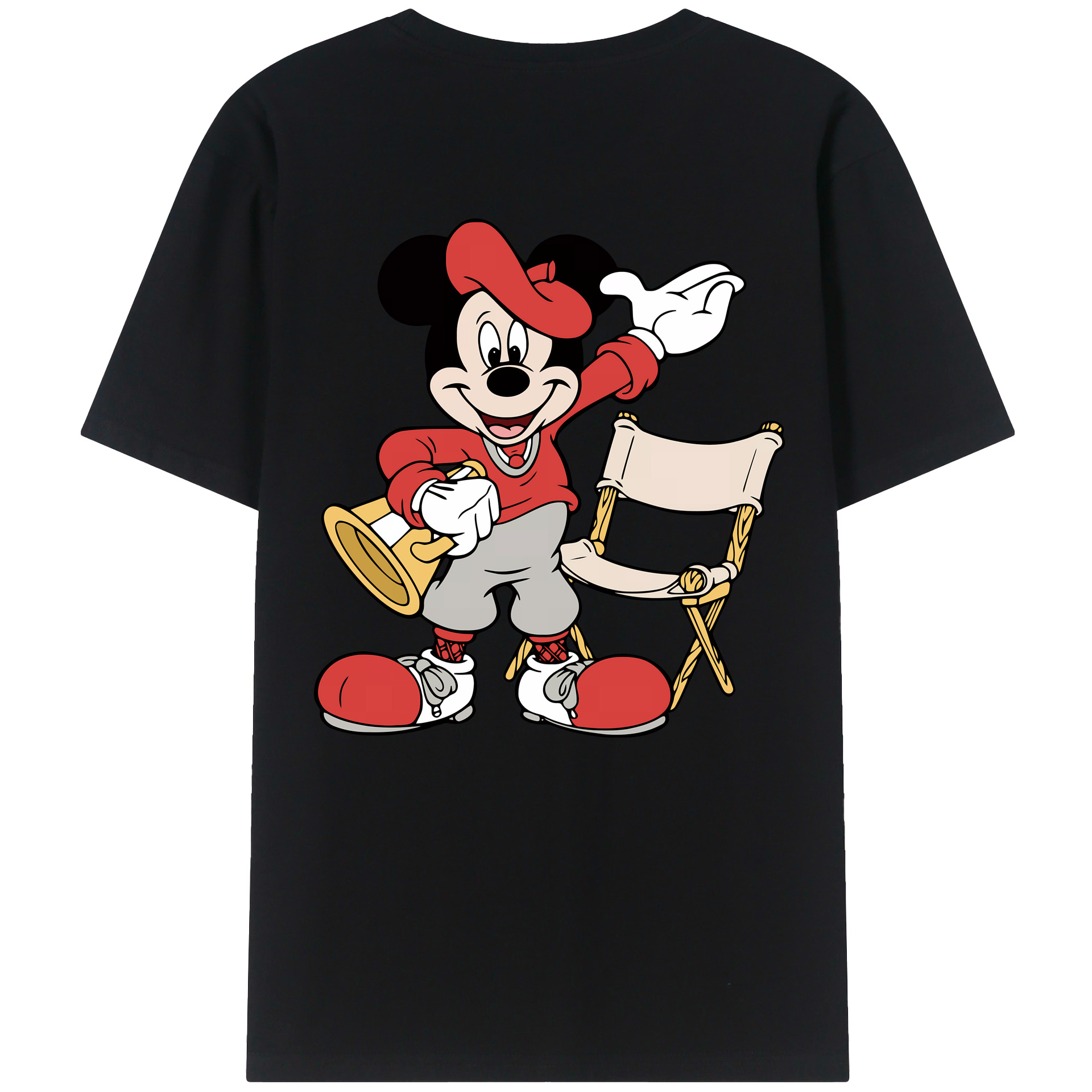 （画像用） ミッキーマウス Mickey Mouse 綿100％ メンズ半袖Tシャツ（バックプリント） 通気性