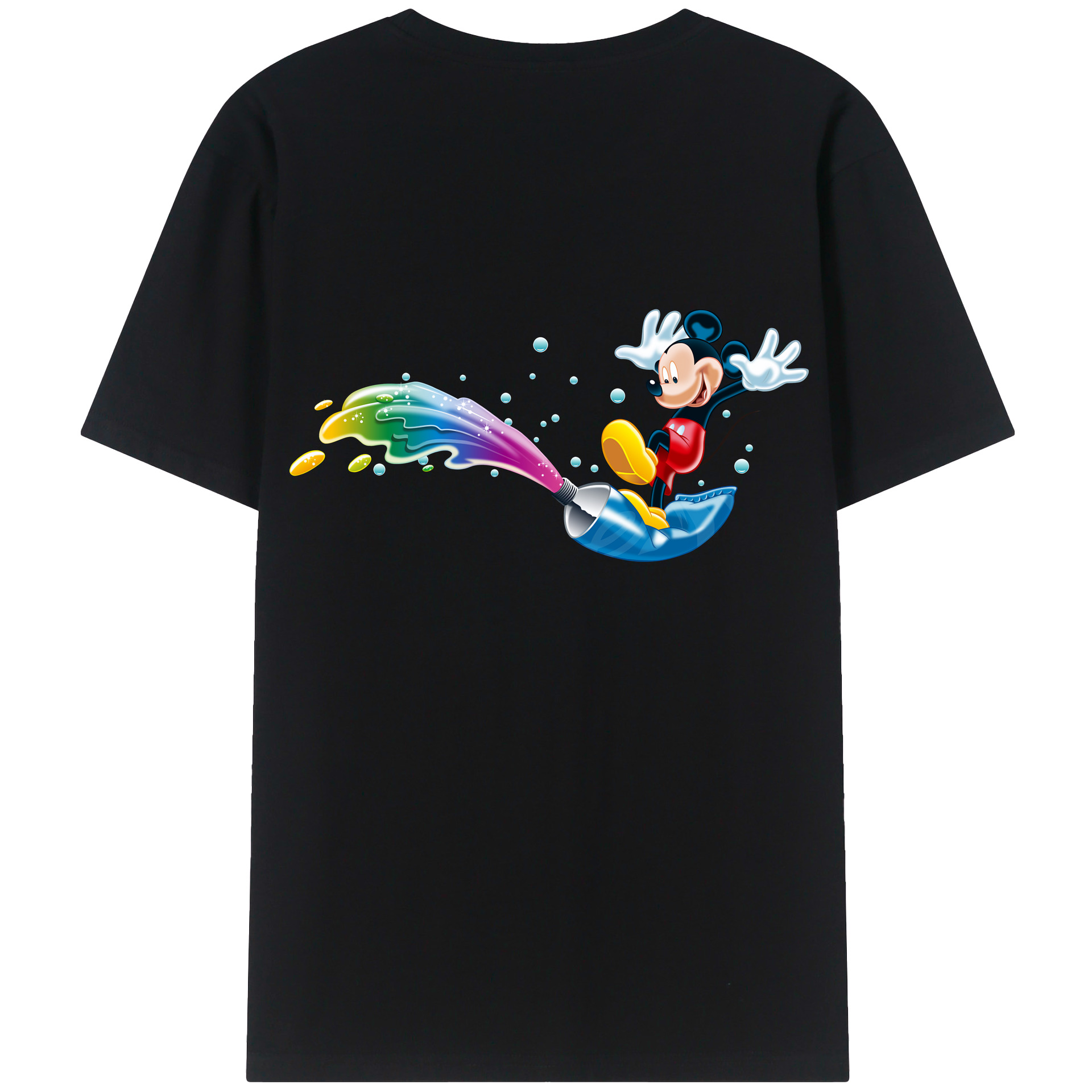 （画像用） ミッキーマウス Mickey Mouse 綿100％ メンズ半袖Tシャツ（バックプリント） 通気性