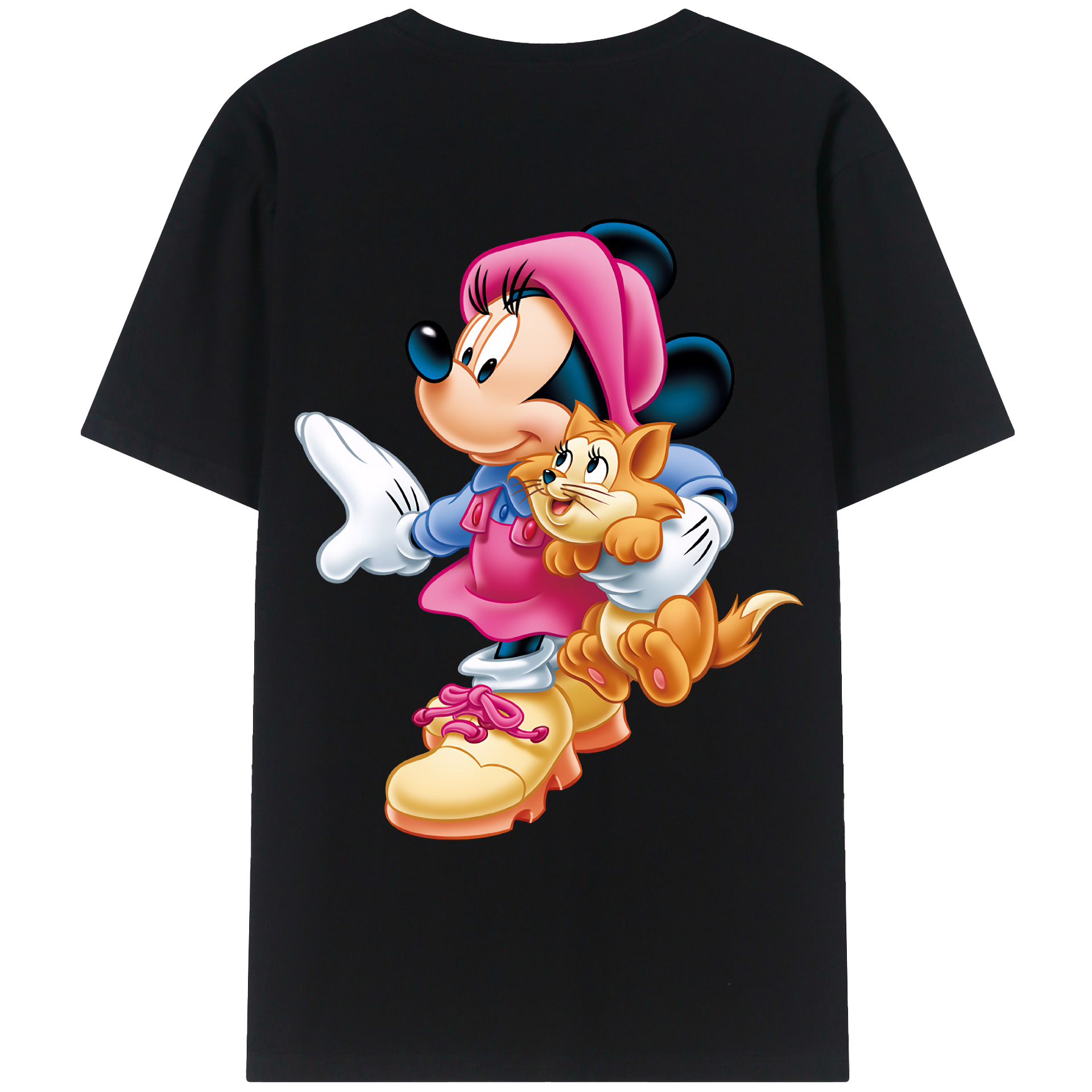 （画像用） ミッキーマウス Mickey Mouse 綿100％ メンズ半袖Tシャツ（バックプリント） 通気性