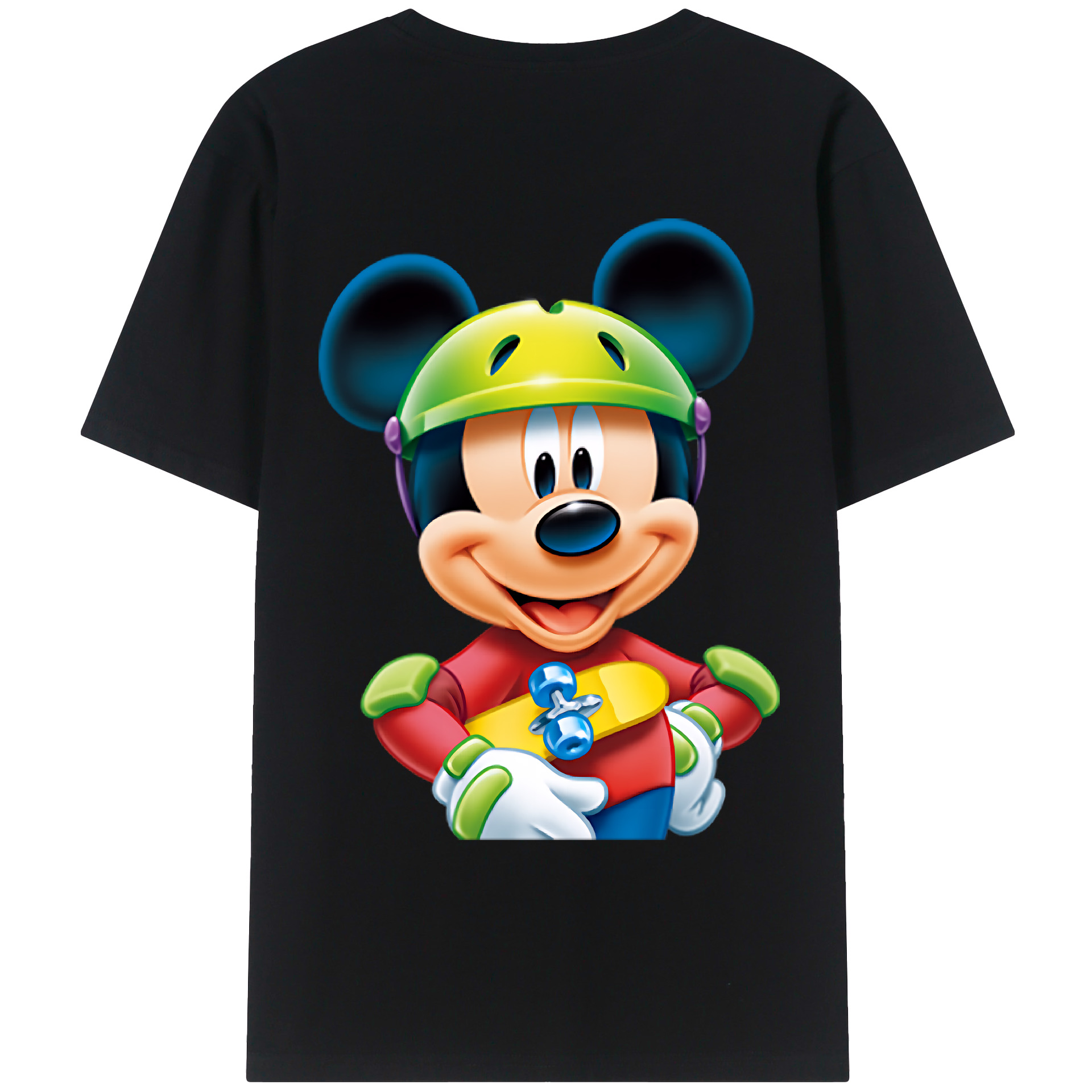 （画像用） ミッキーマウス Mickey Mouse 綿100％ メンズ半袖Tシャツ（バックプリント） 通気性