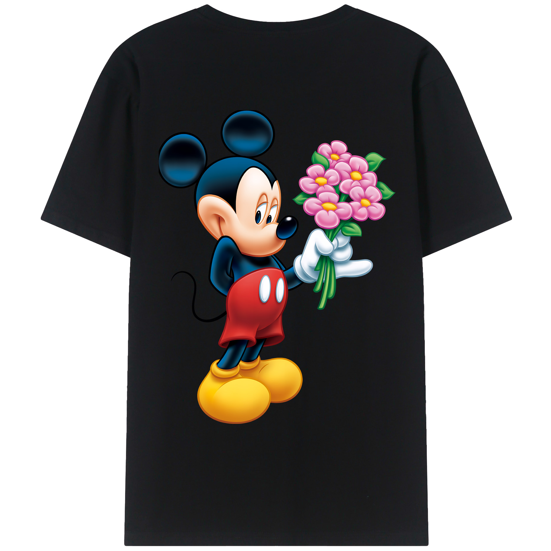 （画像用） ミッキーマウス Mickey Mouse 綿100％ メンズ半袖Tシャツ（バックプリント） 通気性