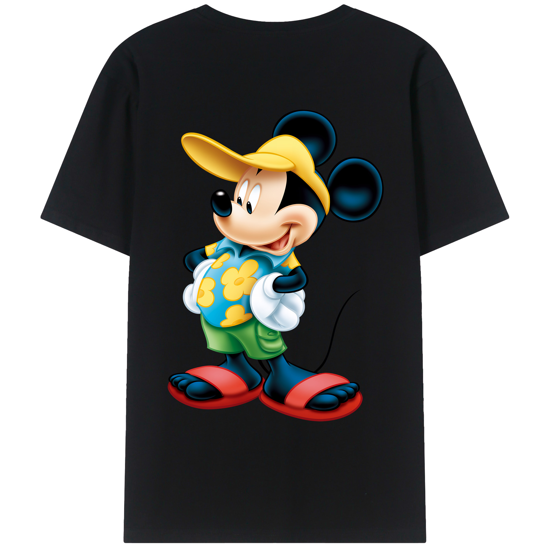 （画像用） ミッキーマウス Mickey Mouse 綿100％ メンズ半袖Tシャツ（バックプリント） 通気性