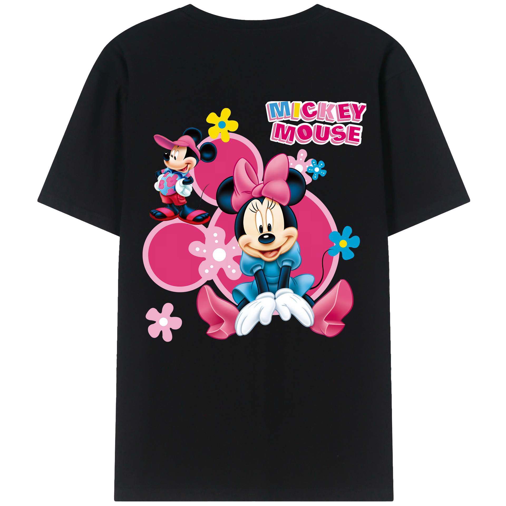 （画像用） ミッキーマウス Mickey Mouse 綿100％ メンズ半袖Tシャツ（バックプリント） 通気性