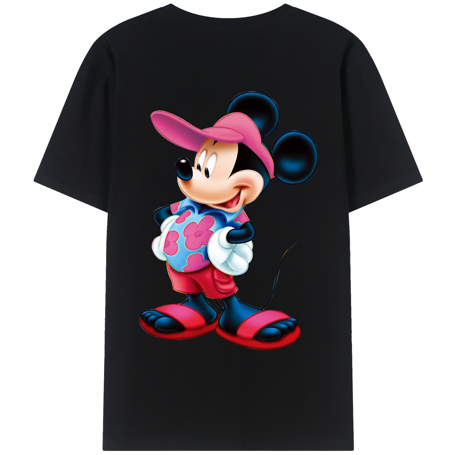 （画像用） ミッキーマウス Mickey Mouse 綿100％ メンズ半袖Tシャツ（バックプリント） 通気性