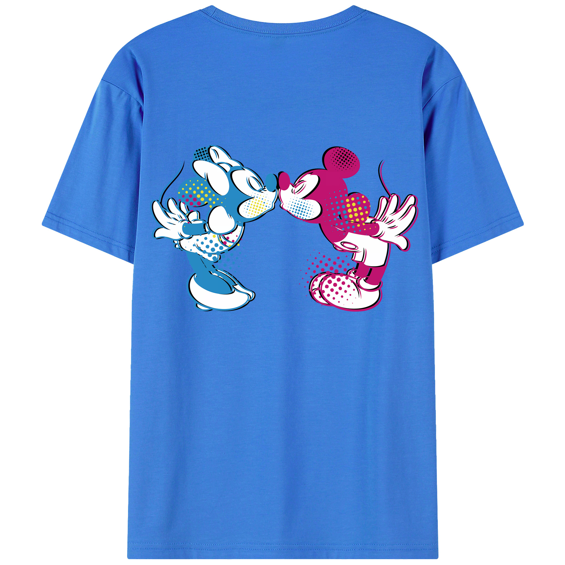 （画像用） ミッキーマウス Mickey Mouse 綿100％ メンズ半袖Tシャツ（バックプリント） 通気性