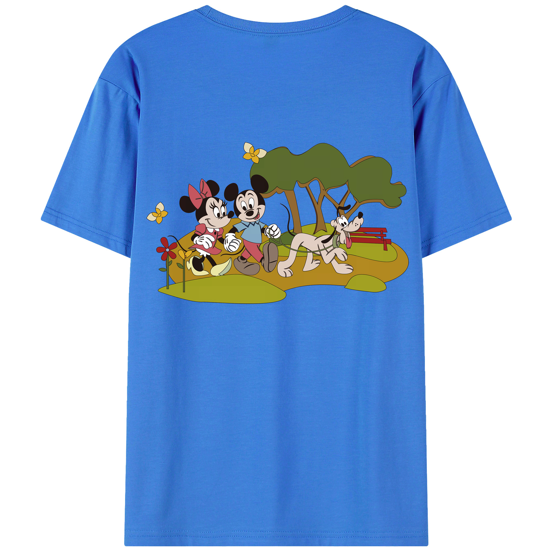 （画像用） ミッキーマウス Mickey Mouse 綿100％ メンズ半袖Tシャツ（バックプリント） 通気性