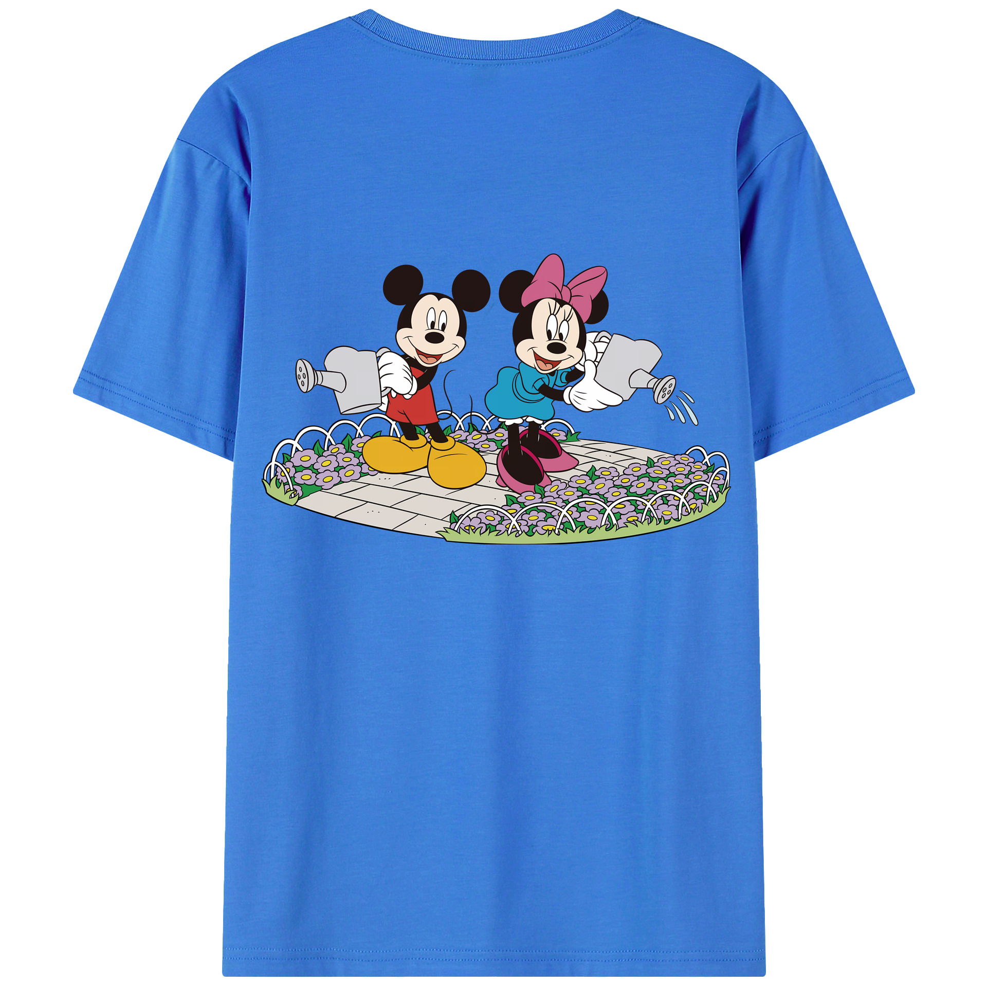 （画像用） ミッキーマウス Mickey Mouse 綿100％ メンズ半袖Tシャツ（バックプリント） 通気性