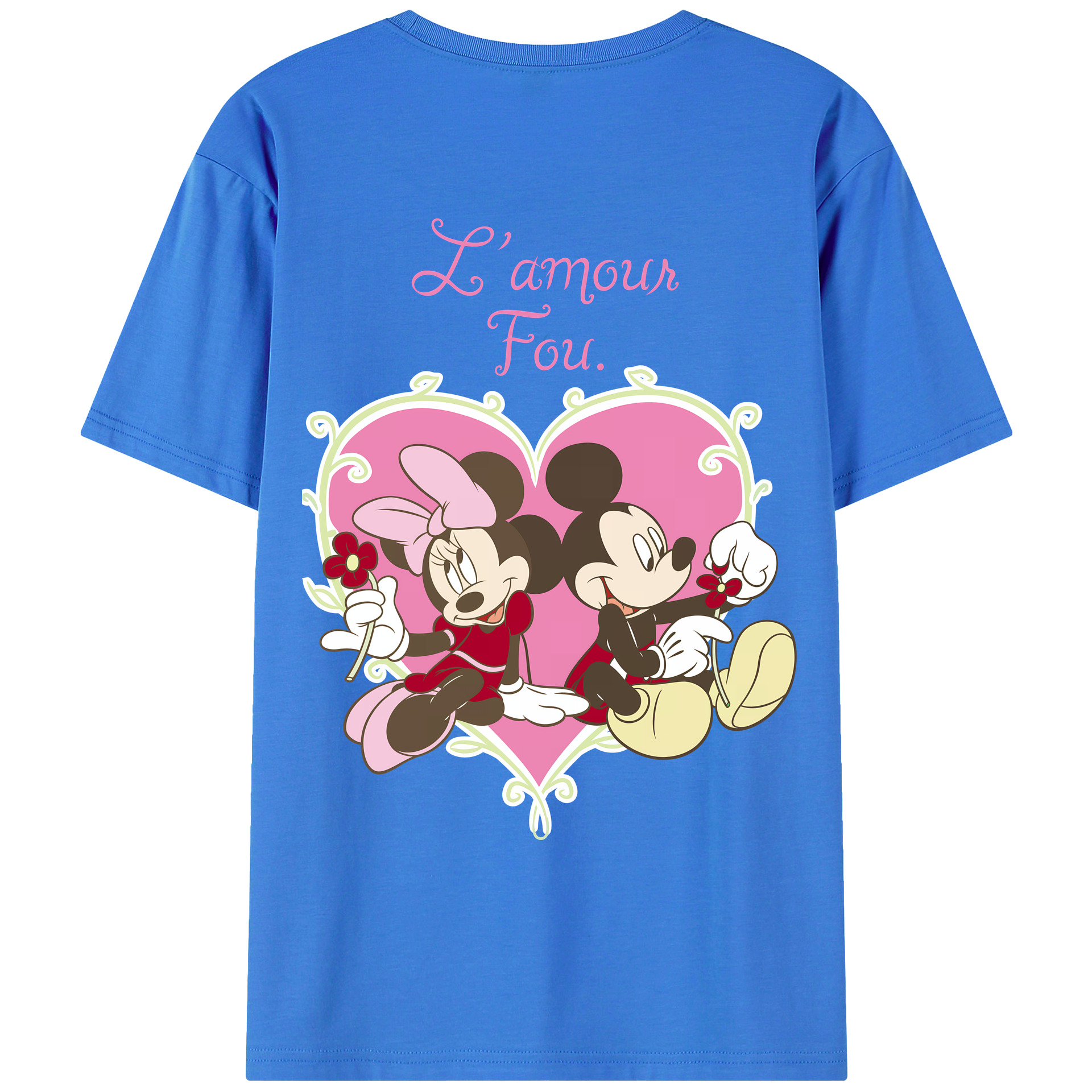 （画像用） ミッキーマウス Mickey Mouse 綿100％ メンズ半袖Tシャツ（バックプリント） 通気性