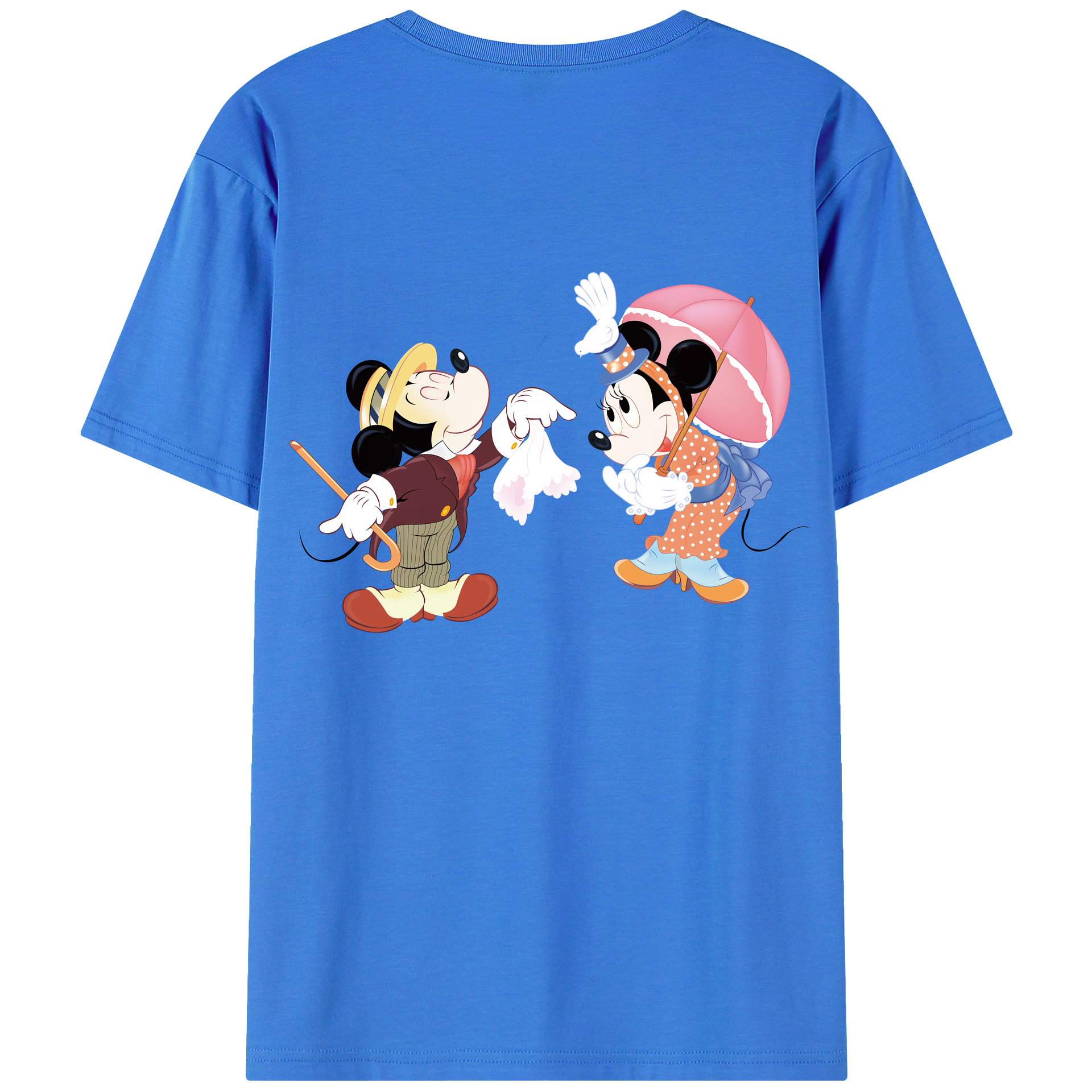 （画像用） ミッキーマウス Mickey Mouse 綿100％ メンズ半袖Tシャツ（バックプリント） 通気性