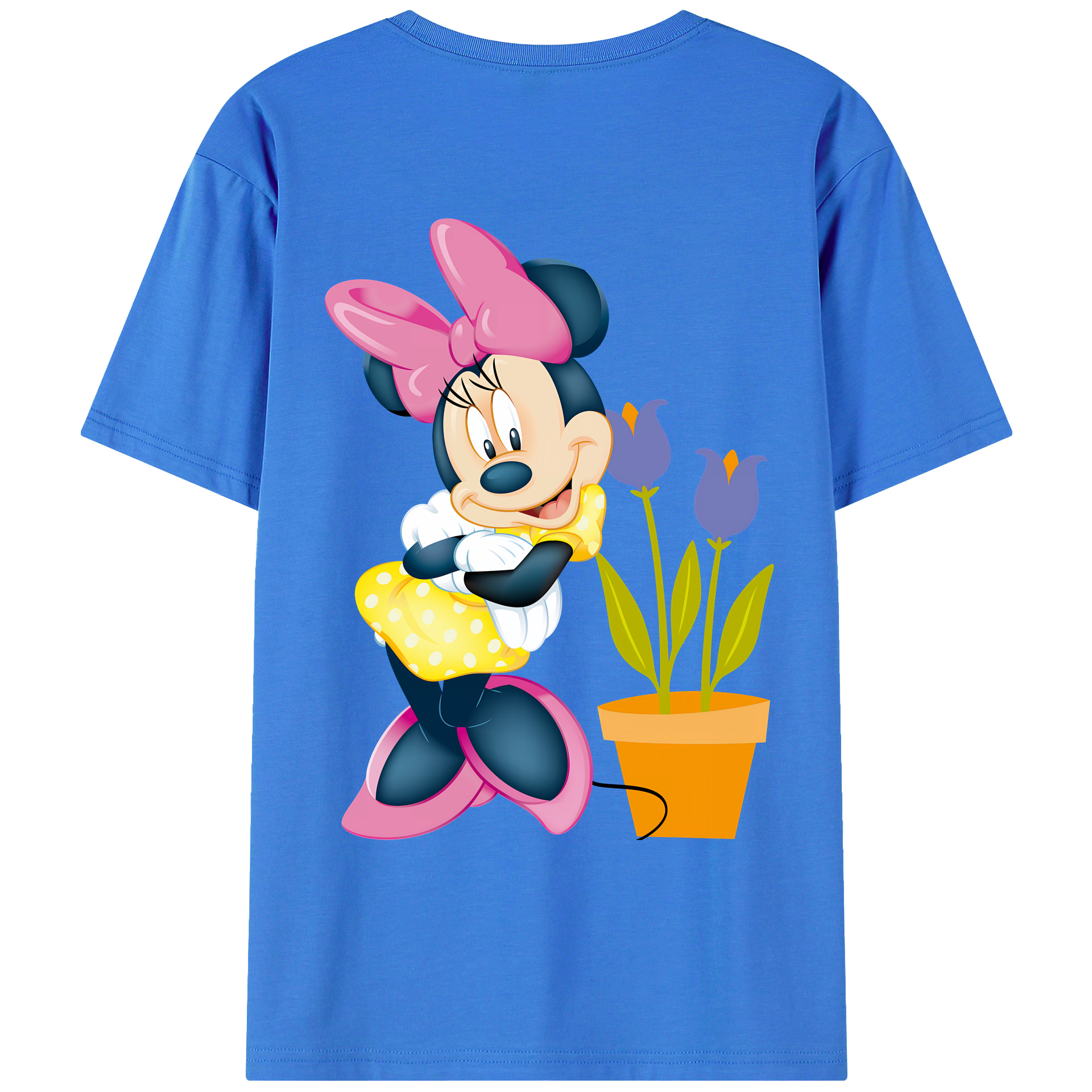 ミッキーマウス Mickey Mouse 綿100％ メンズ半袖Tシャツ（バックプリント） 通気性