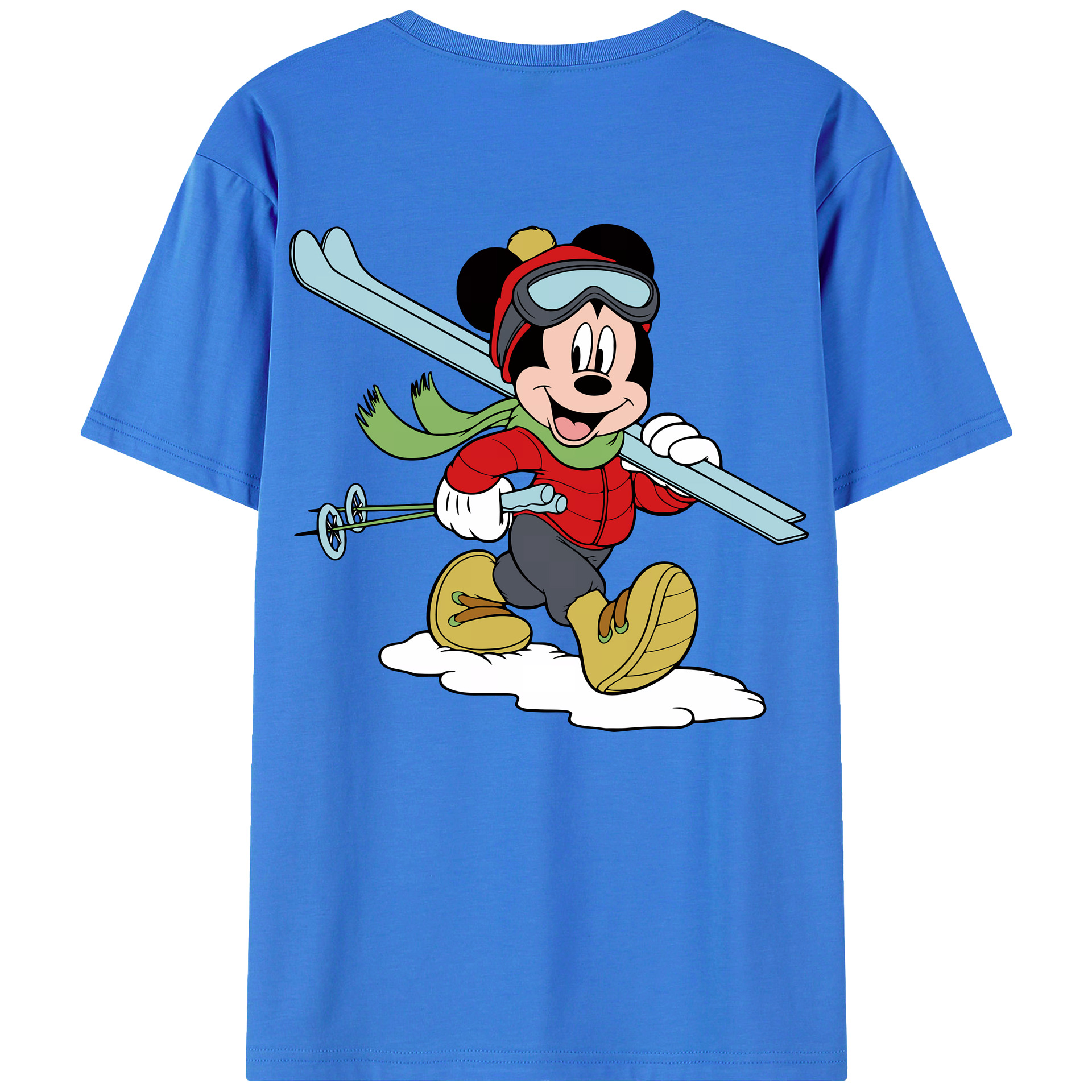 （画像用） ミッキーマウス Mickey Mouse 綿100％ メンズ半袖Tシャツ（バックプリント） 通気性
