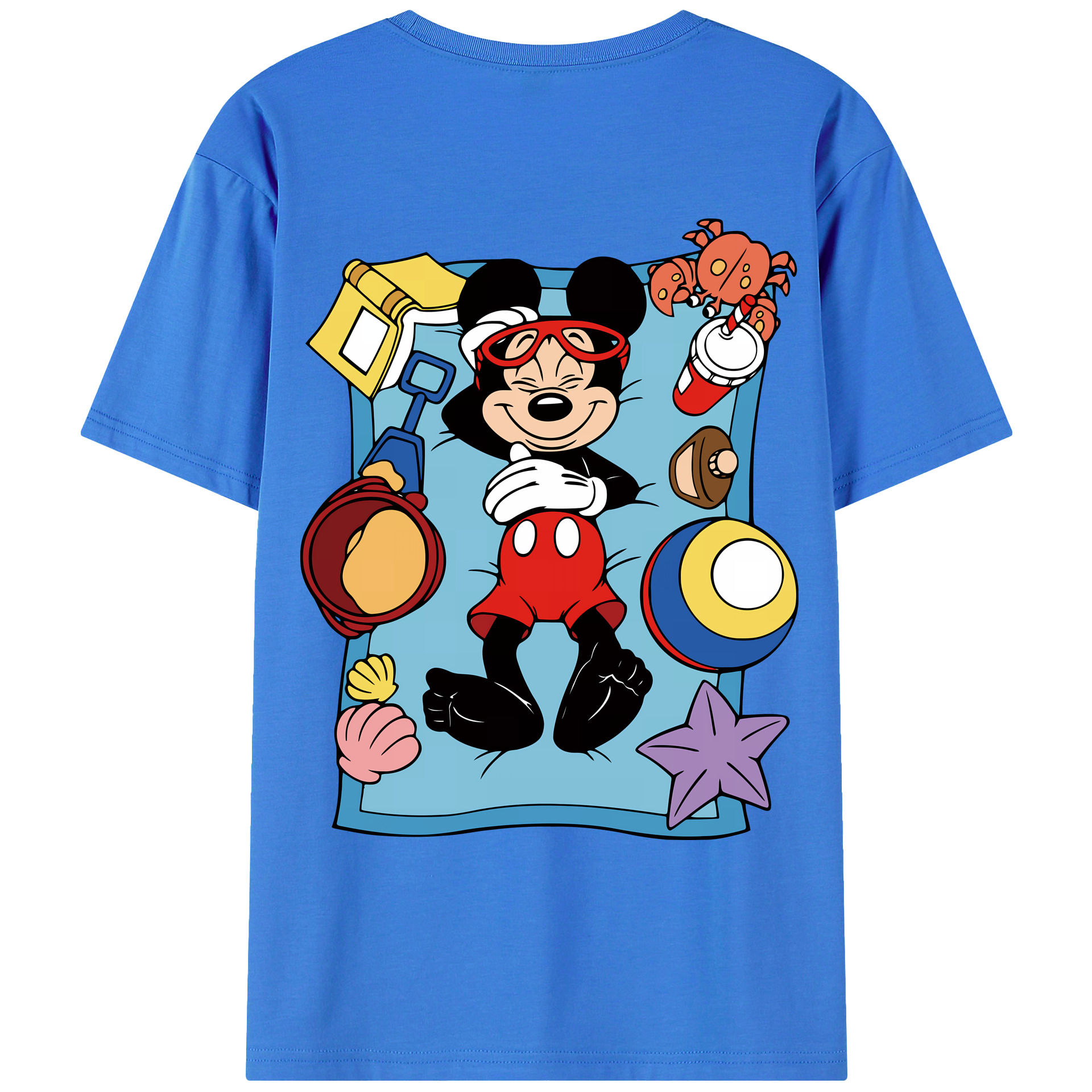 （画像用） ミッキーマウス Mickey Mouse 綿100％ メンズ半袖Tシャツ（バックプリント） 通気性
