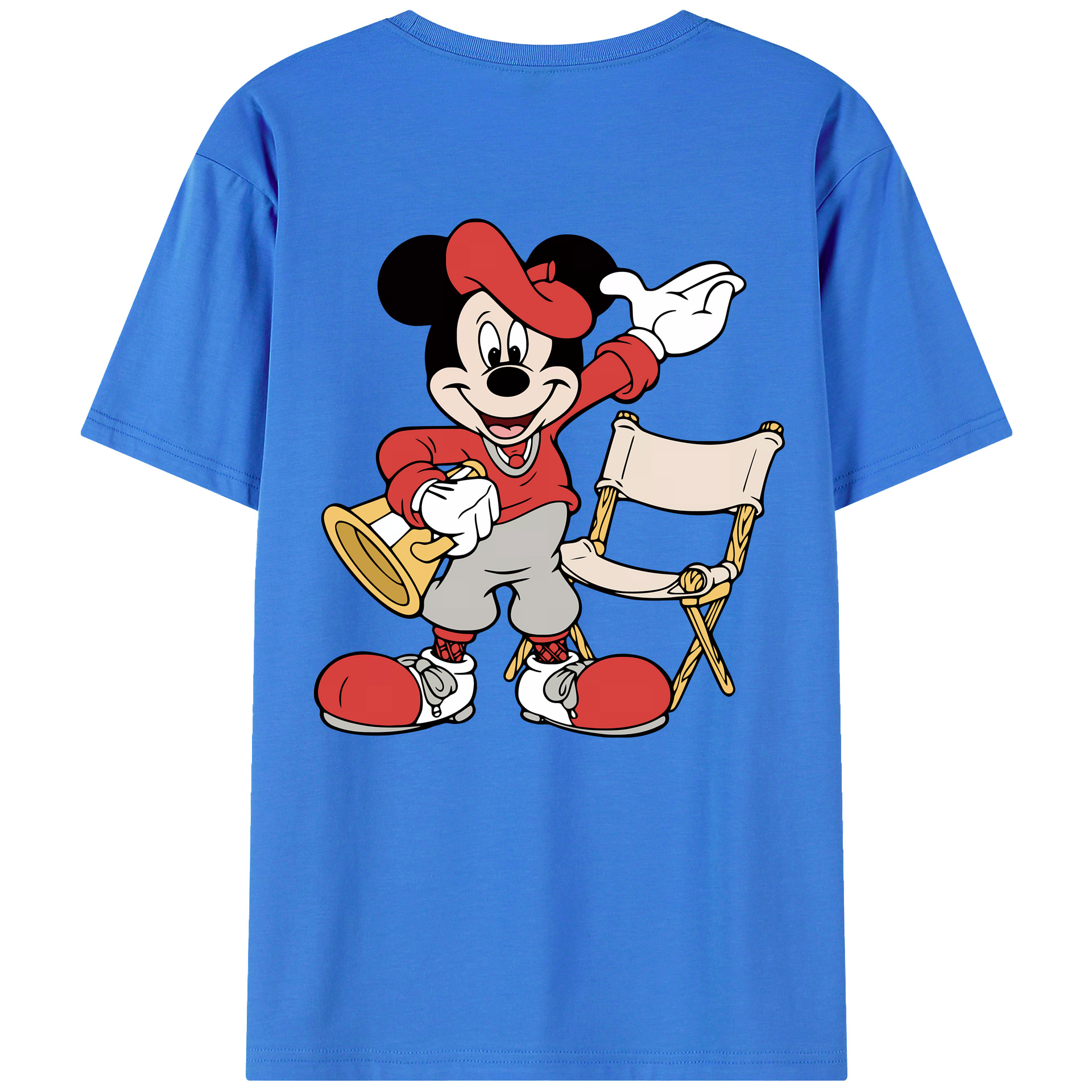 （画像用） ミッキーマウス Mickey Mouse 綿100％ メンズ半袖Tシャツ（バックプリント） 通気性