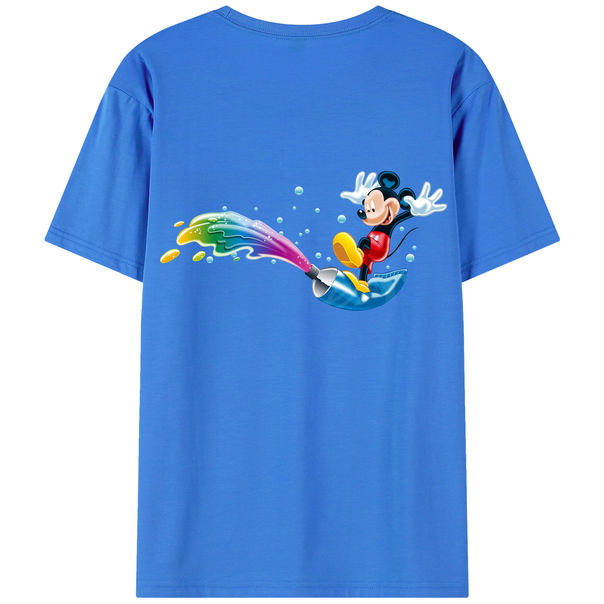 （画像用） ミッキーマウス Mickey Mouse 綿100％ メンズ半袖Tシャツ（バックプリント） 通気性