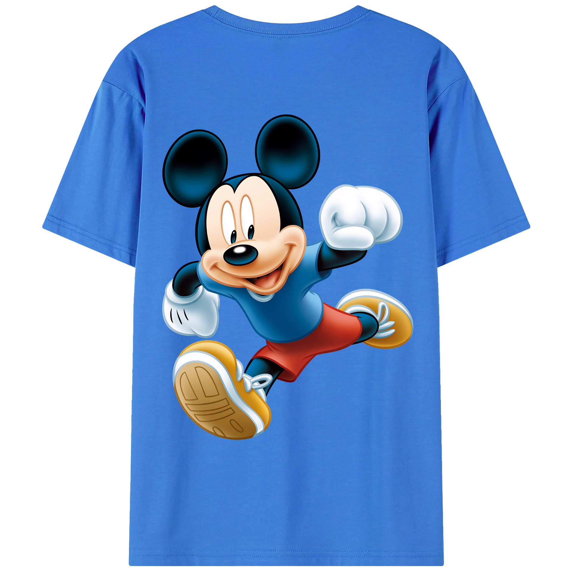 （画像用） ミッキーマウス Mickey Mouse 綿100％ メンズ半袖Tシャツ（バックプリント） 通気性