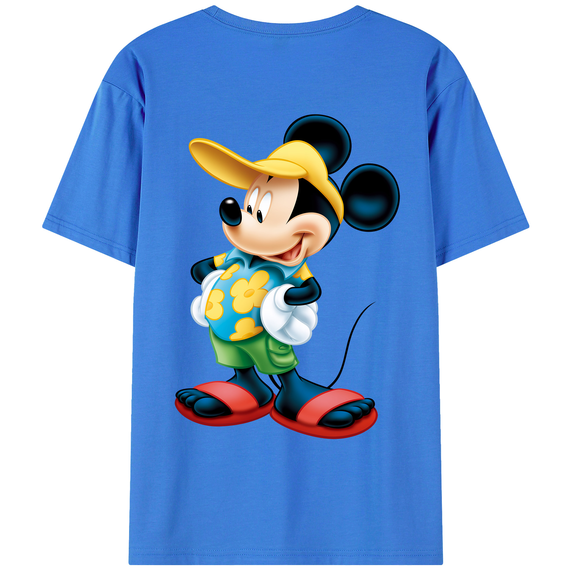 （画像用） ミッキーマウス Mickey Mouse 綿100％ メンズ半袖Tシャツ（バックプリント） 通気性