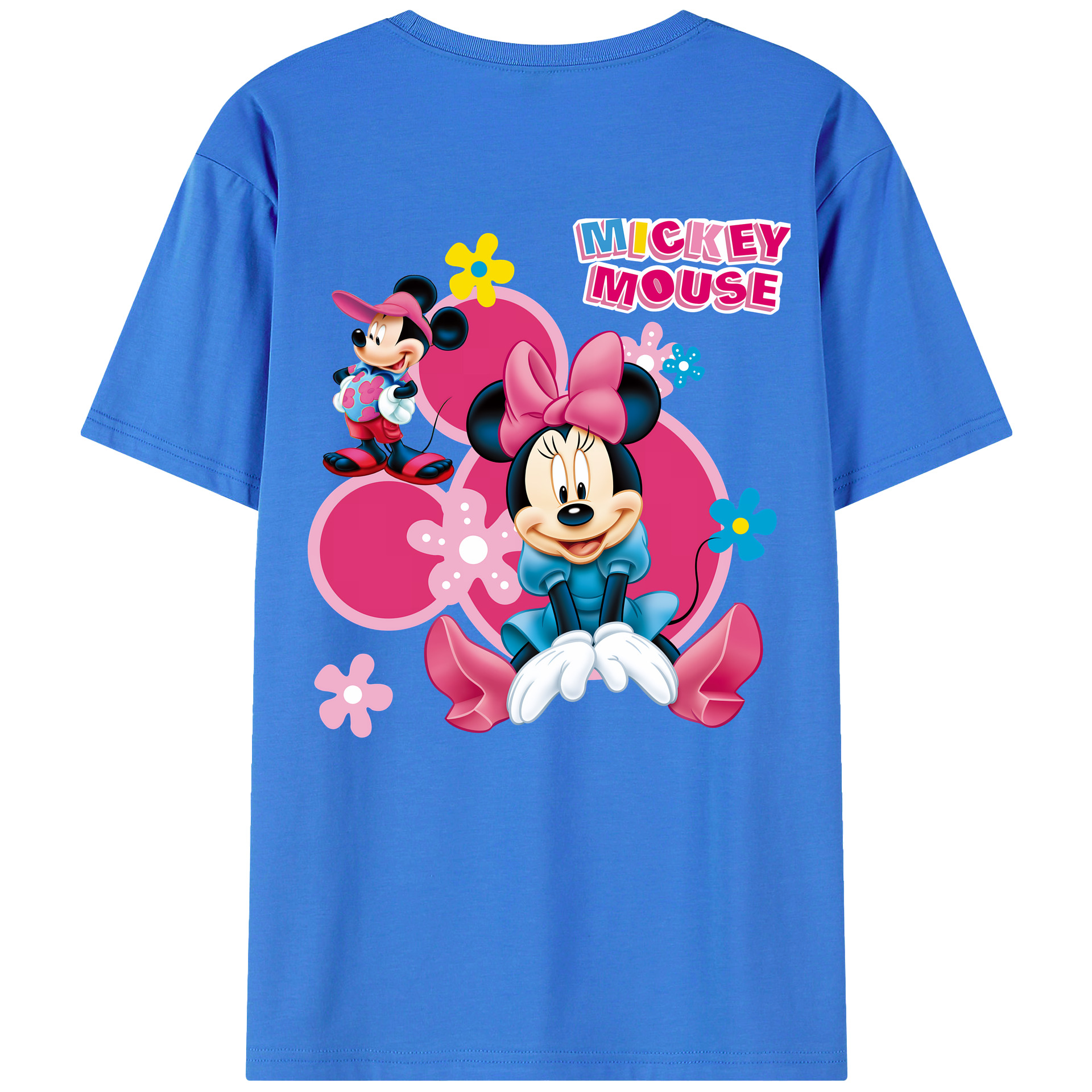 （画像用） ミッキーマウス Mickey Mouse 綿100％ メンズ半袖Tシャツ（バックプリント） 通気性