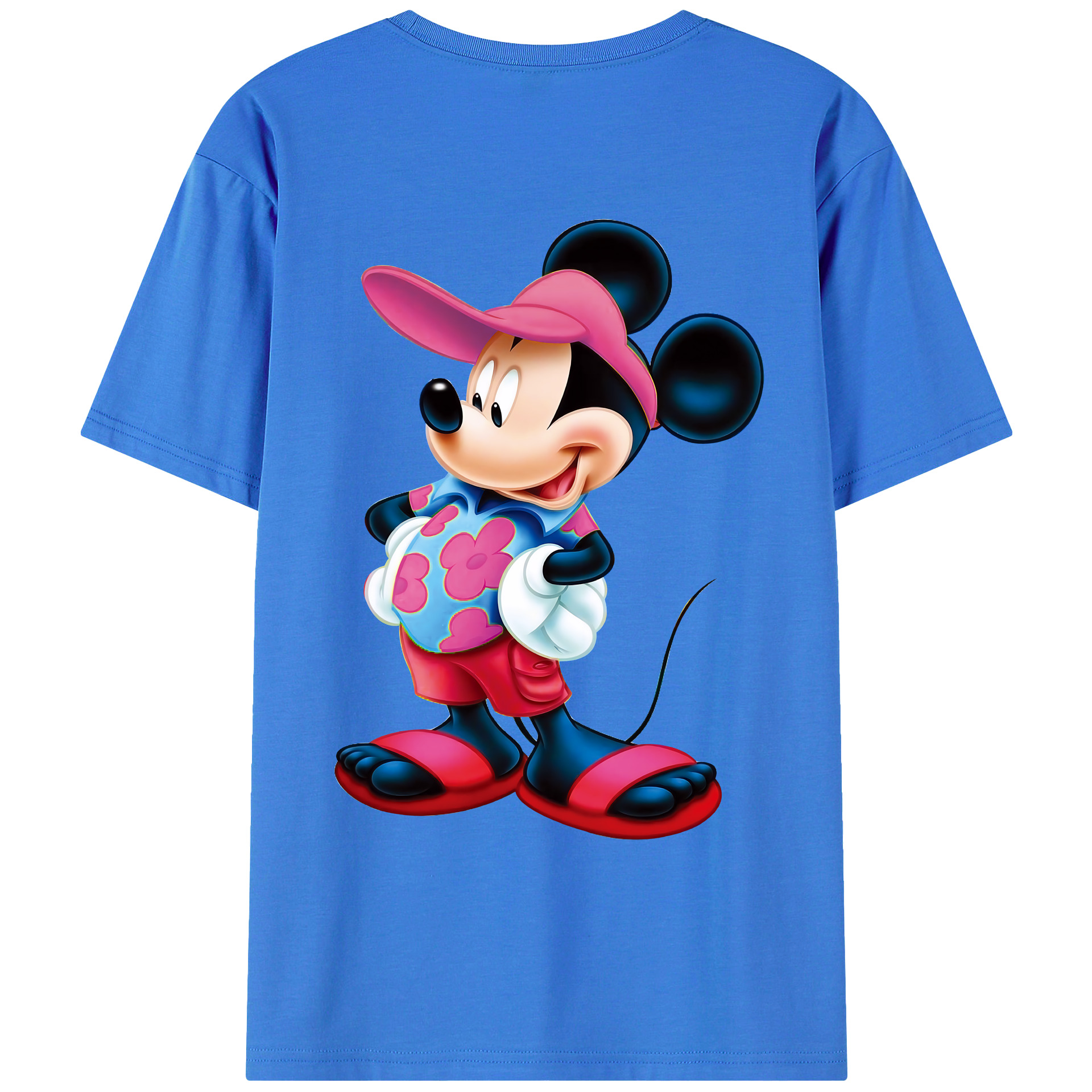 （画像用） ミッキーマウス Mickey Mouse 綿100％ メンズ半袖Tシャツ（バックプリント） 通気性