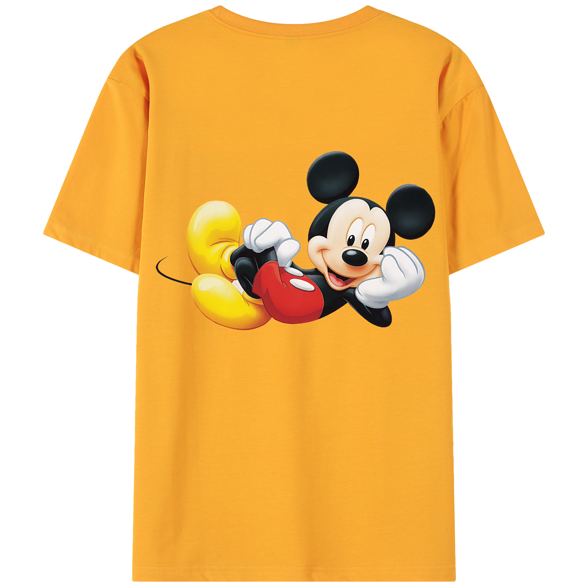 （画像用） ミッキーマウス Mickey Mouse 綿100％ メンズ半袖Tシャツ（バックプリント） 通気性