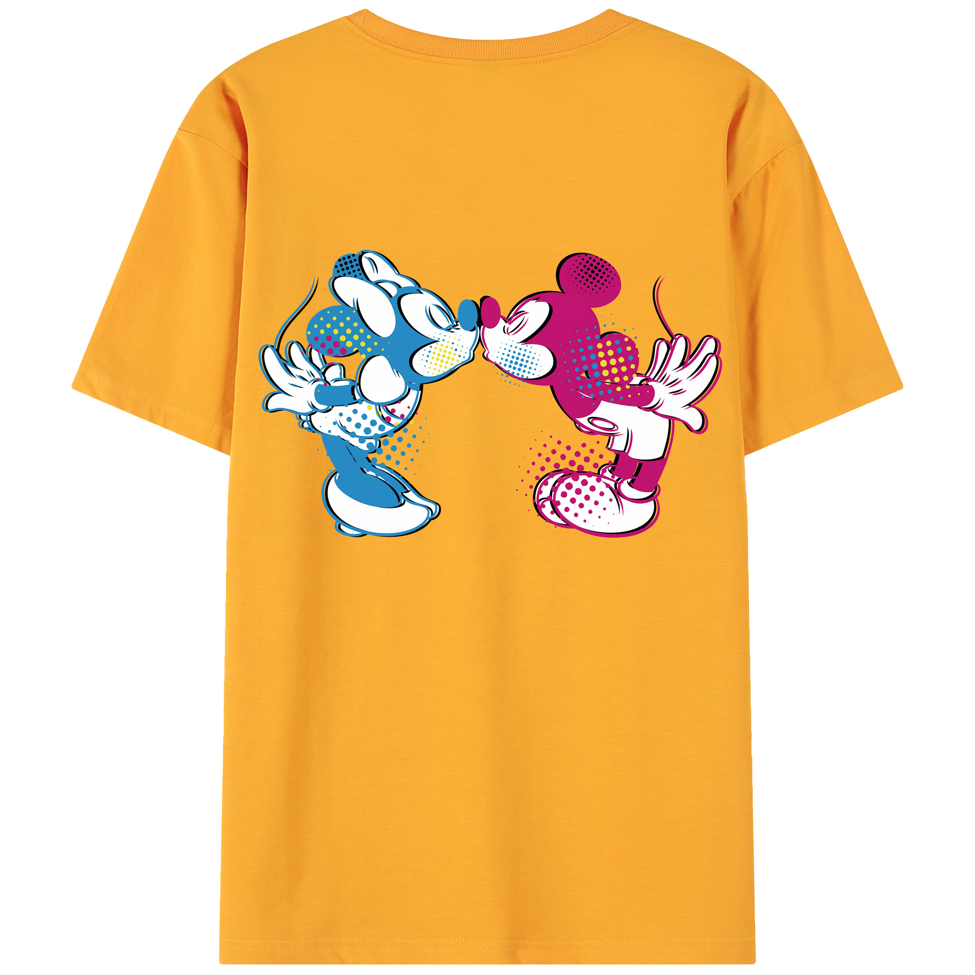 （画像用） ミッキーマウス Mickey Mouse 綿100％ メンズ半袖Tシャツ（バックプリント） 通気性