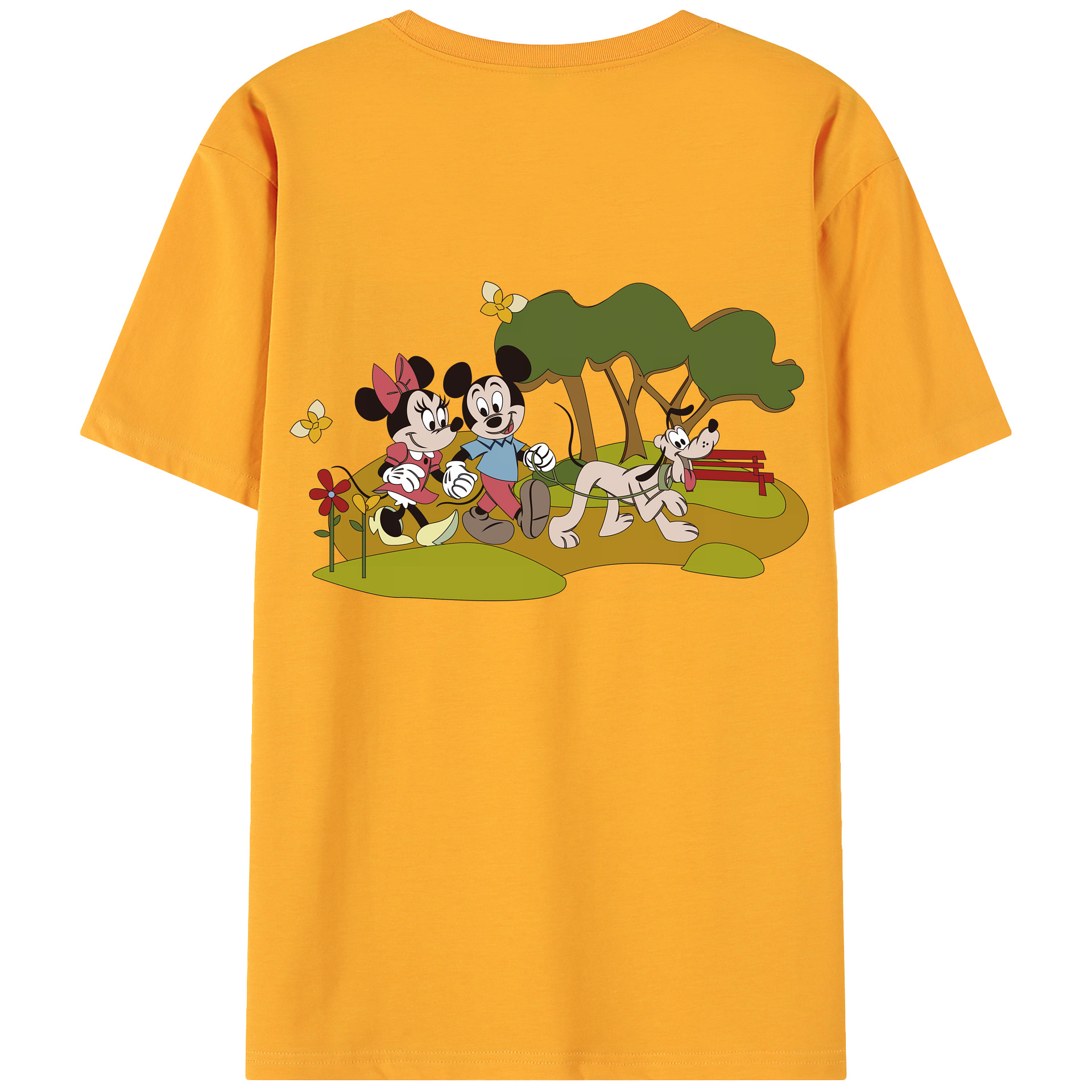 （画像用） ミッキーマウス Mickey Mouse 綿100％ メンズ半袖Tシャツ（バックプリント） 通気性