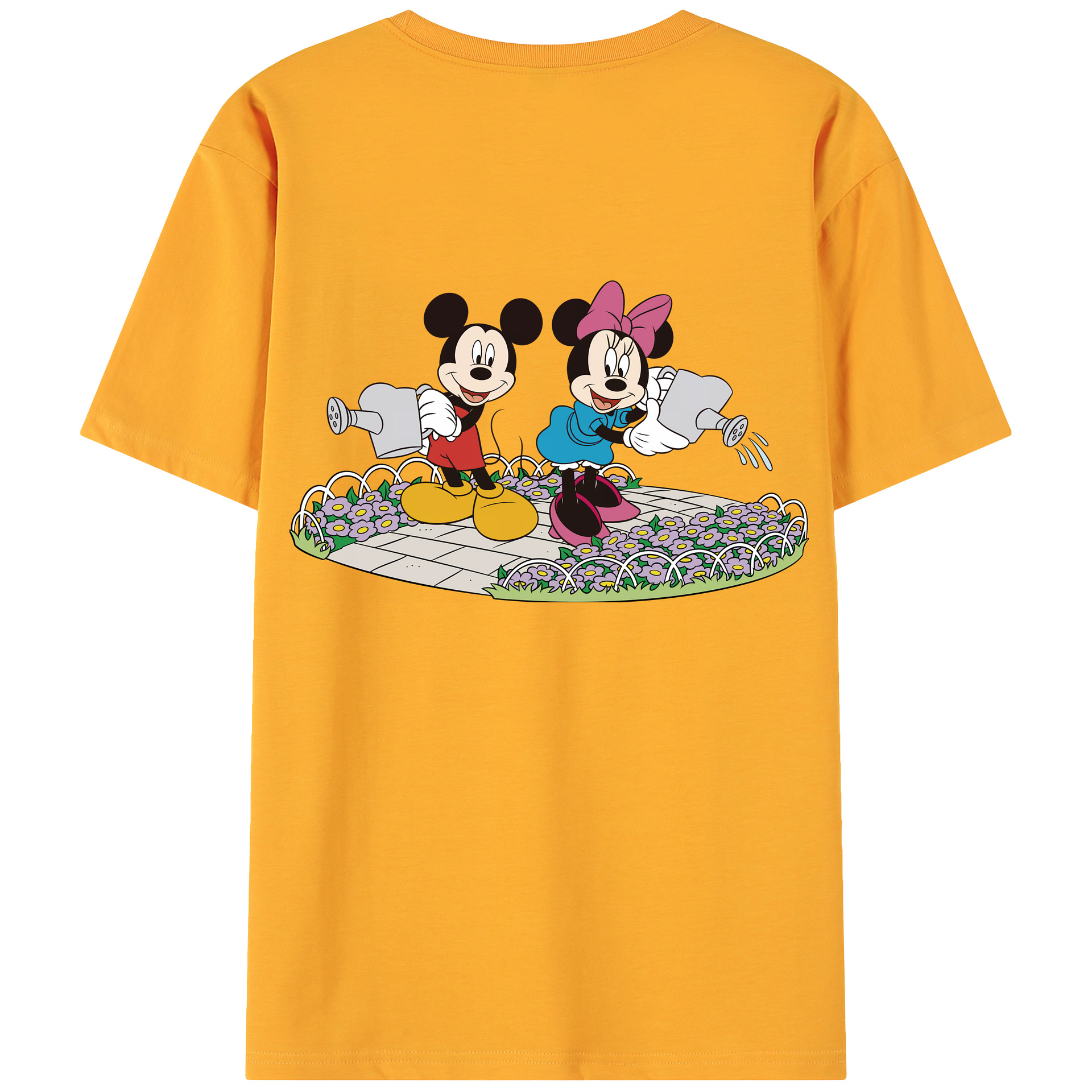 （画像用） ミッキーマウス Mickey Mouse 綿100％ メンズ半袖Tシャツ（バックプリント） 通気性