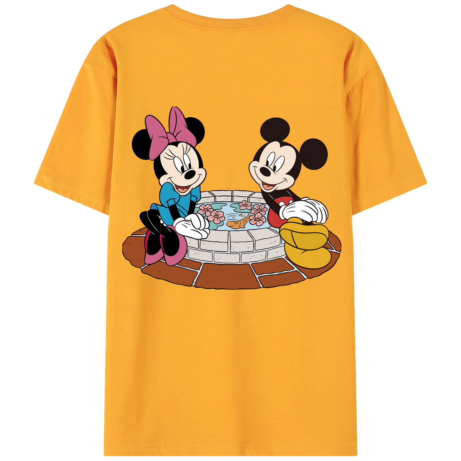 （画像用） ミッキーマウス Mickey Mouse 綿100％ メンズ半袖Tシャツ（バックプリント） 通気性