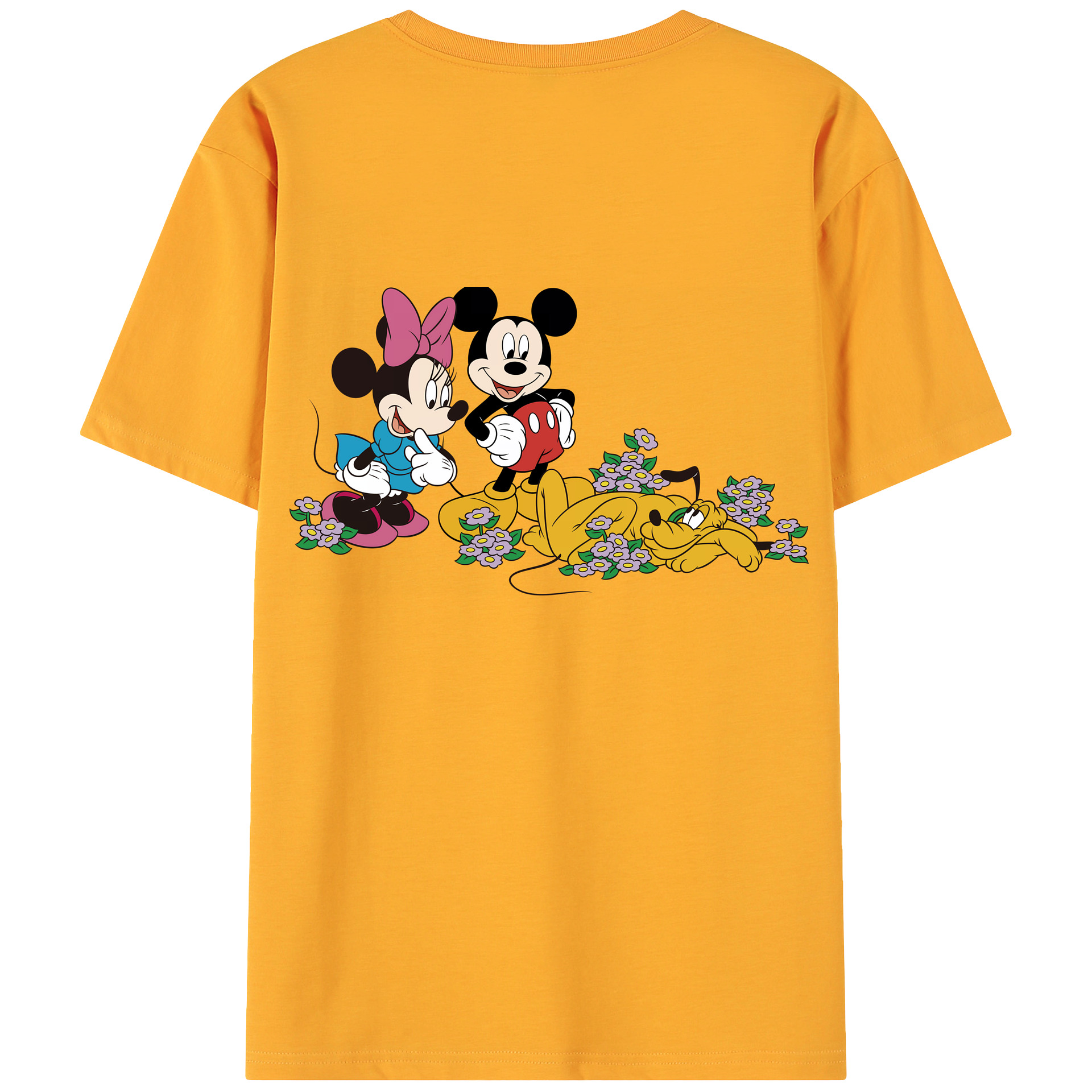 （画像用） ミッキーマウス Mickey Mouse 綿100％ メンズ半袖Tシャツ（バックプリント） 通気性