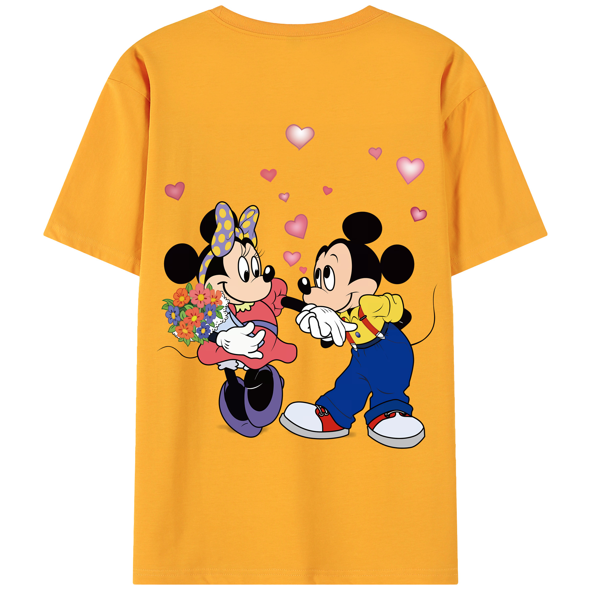 （画像用） ミッキーマウス Mickey Mouse 綿100％ メンズ半袖Tシャツ（バックプリント） 通気性