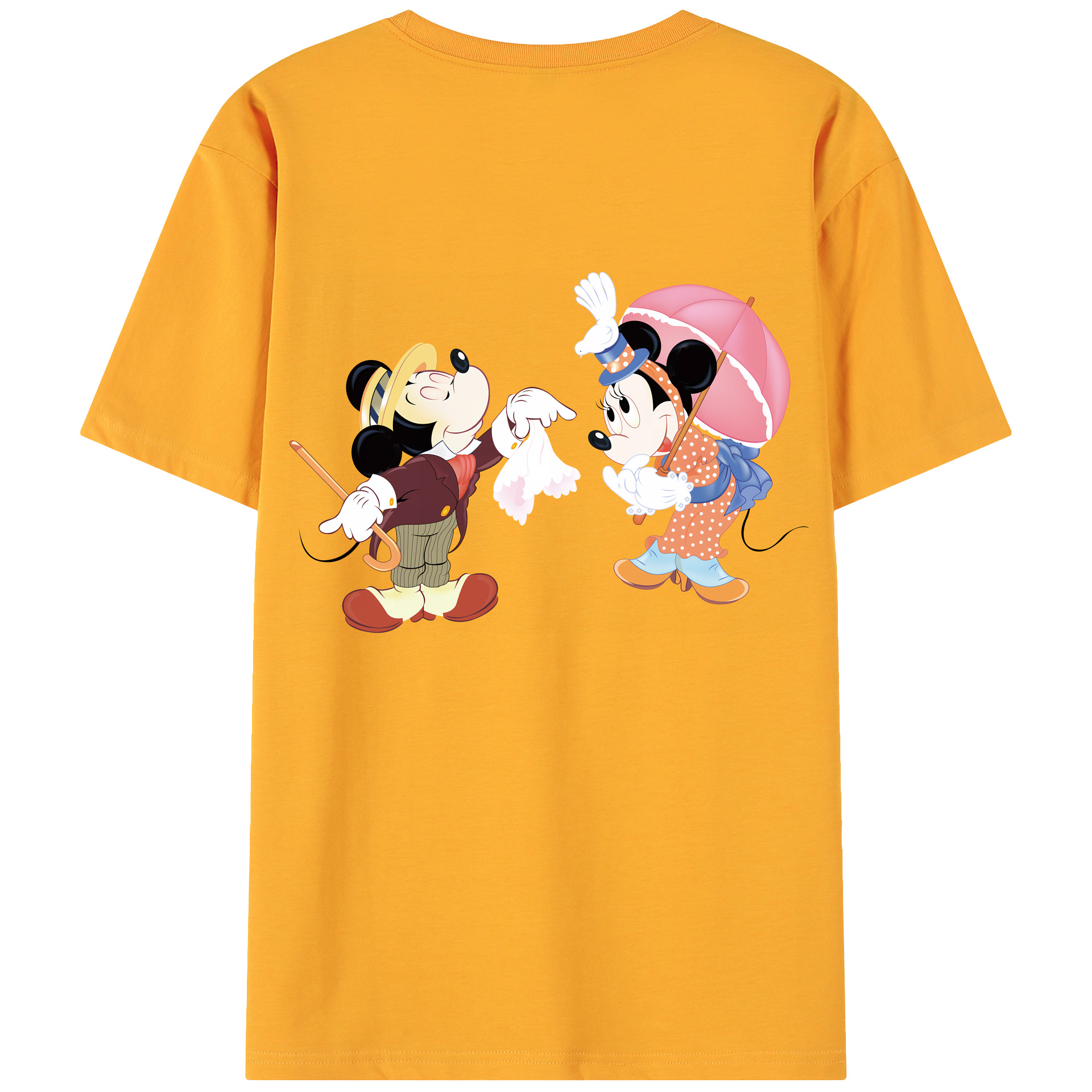（画像用） ミッキーマウス Mickey Mouse 綿100％ メンズ半袖Tシャツ（バックプリント） 通気性