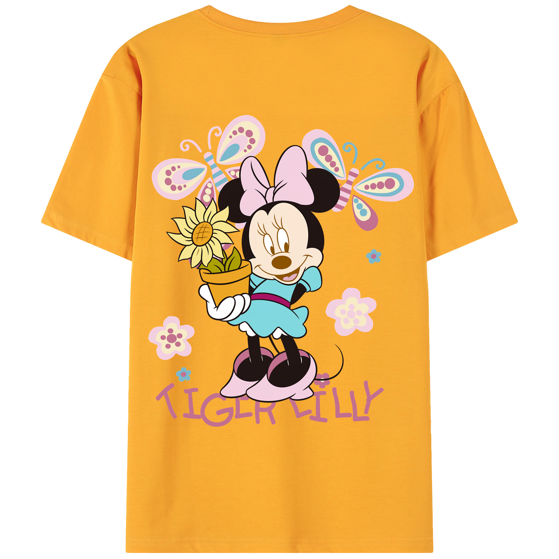 ミッキーマウス Mickey Mouse 綿100％ メンズ半袖Tシャツ（バックプリント） 通気性