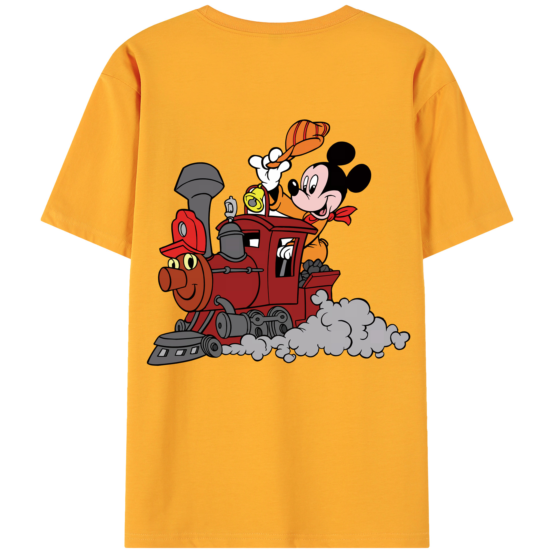 （画像用） ミッキーマウス Mickey Mouse 綿100％ メンズ半袖Tシャツ（バックプリント） 通気性