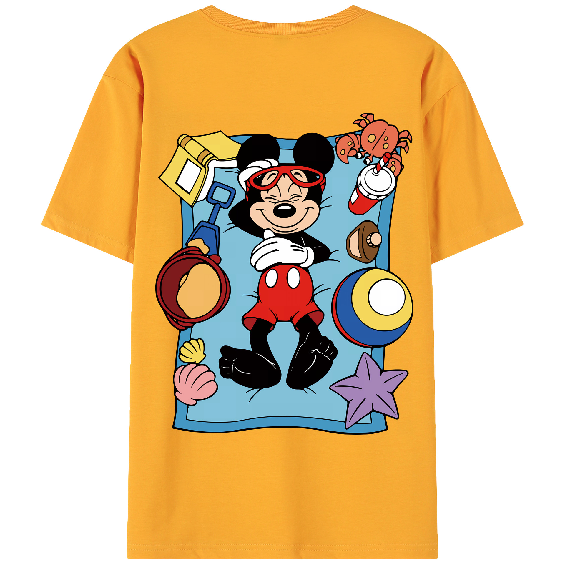 （画像用） ミッキーマウス Mickey Mouse 綿100％ メンズ半袖Tシャツ（バックプリント） 通気性