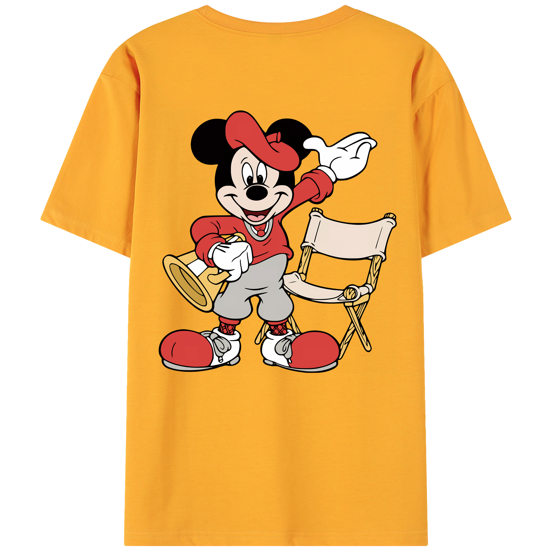 （画像用） ミッキーマウス Mickey Mouse 綿100％ メンズ半袖Tシャツ（バックプリント） 通気性