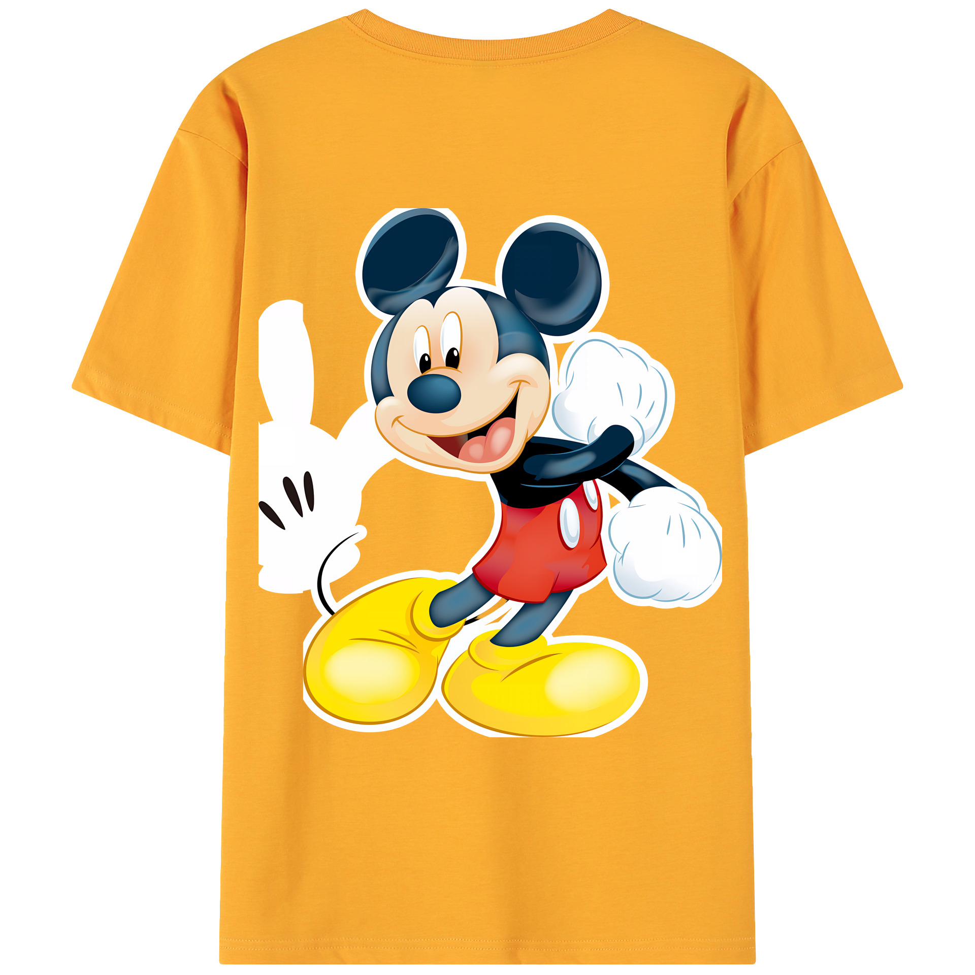 （画像用） ミッキーマウス Mickey Mouse 綿100％ メンズ半袖Tシャツ（バックプリント） 通気性