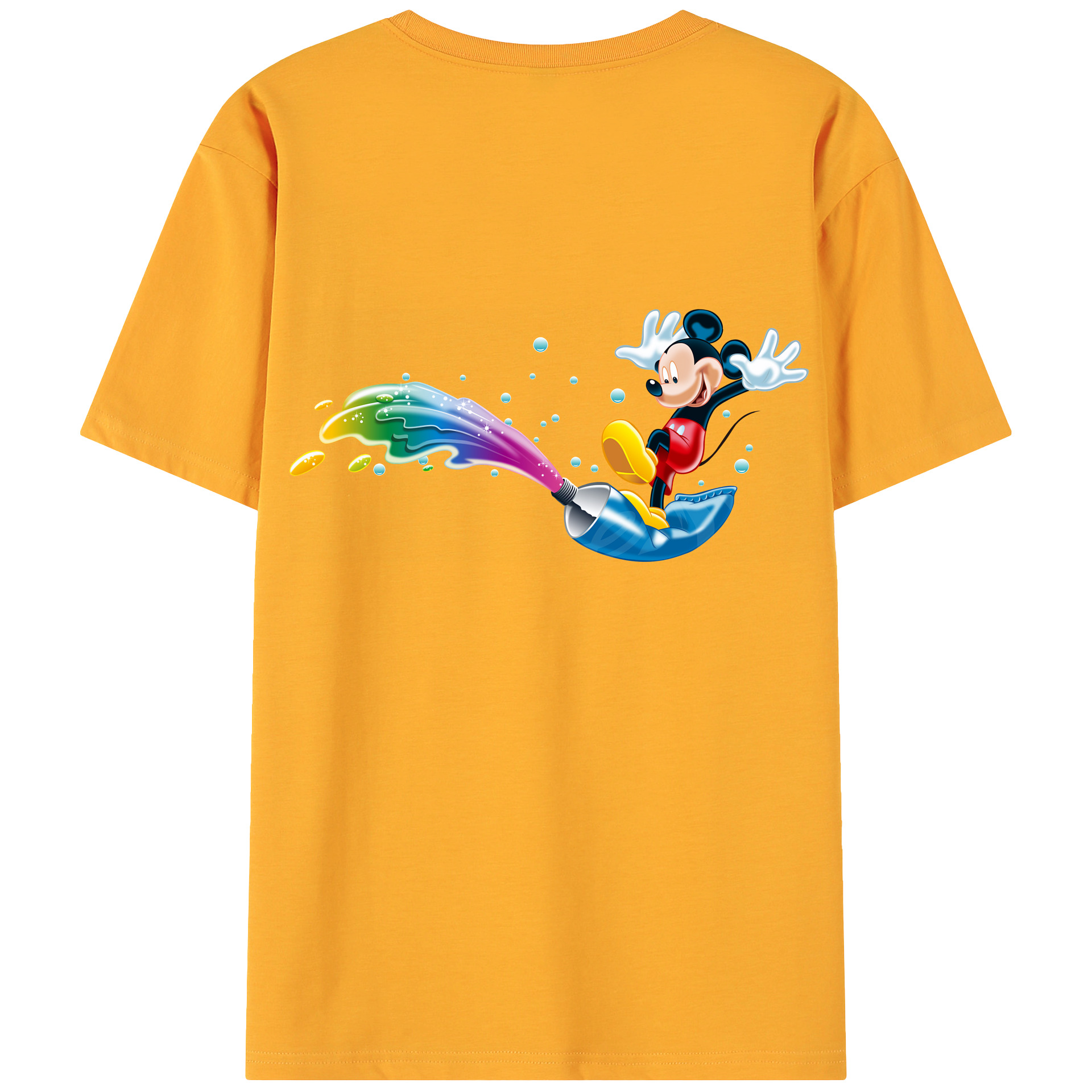 （画像用） ミッキーマウス Mickey Mouse 綿100％ メンズ半袖Tシャツ（バックプリント） 通気性