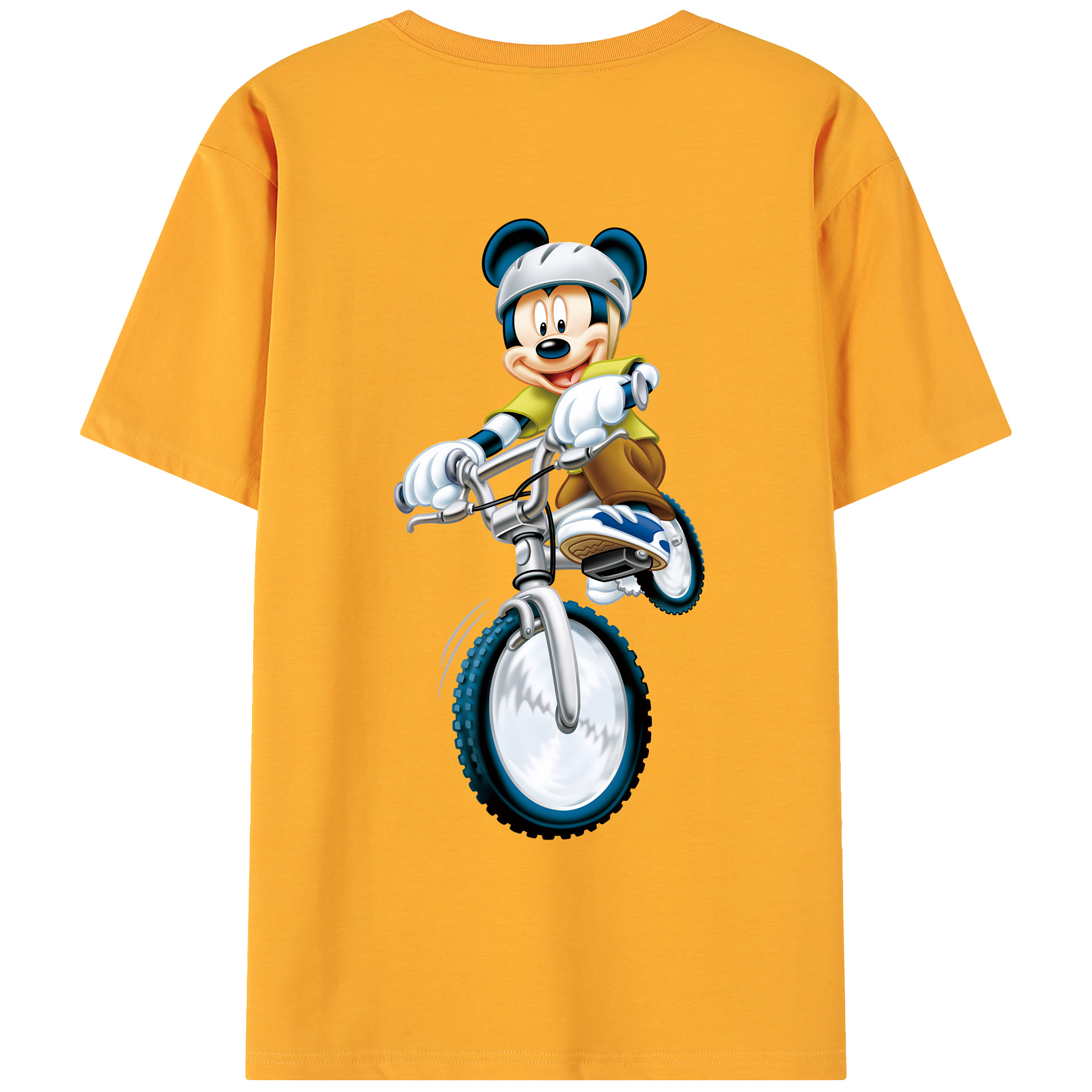 （画像用） ミッキーマウス Mickey Mouse 綿100％ メンズ半袖Tシャツ（バックプリント） 通気性