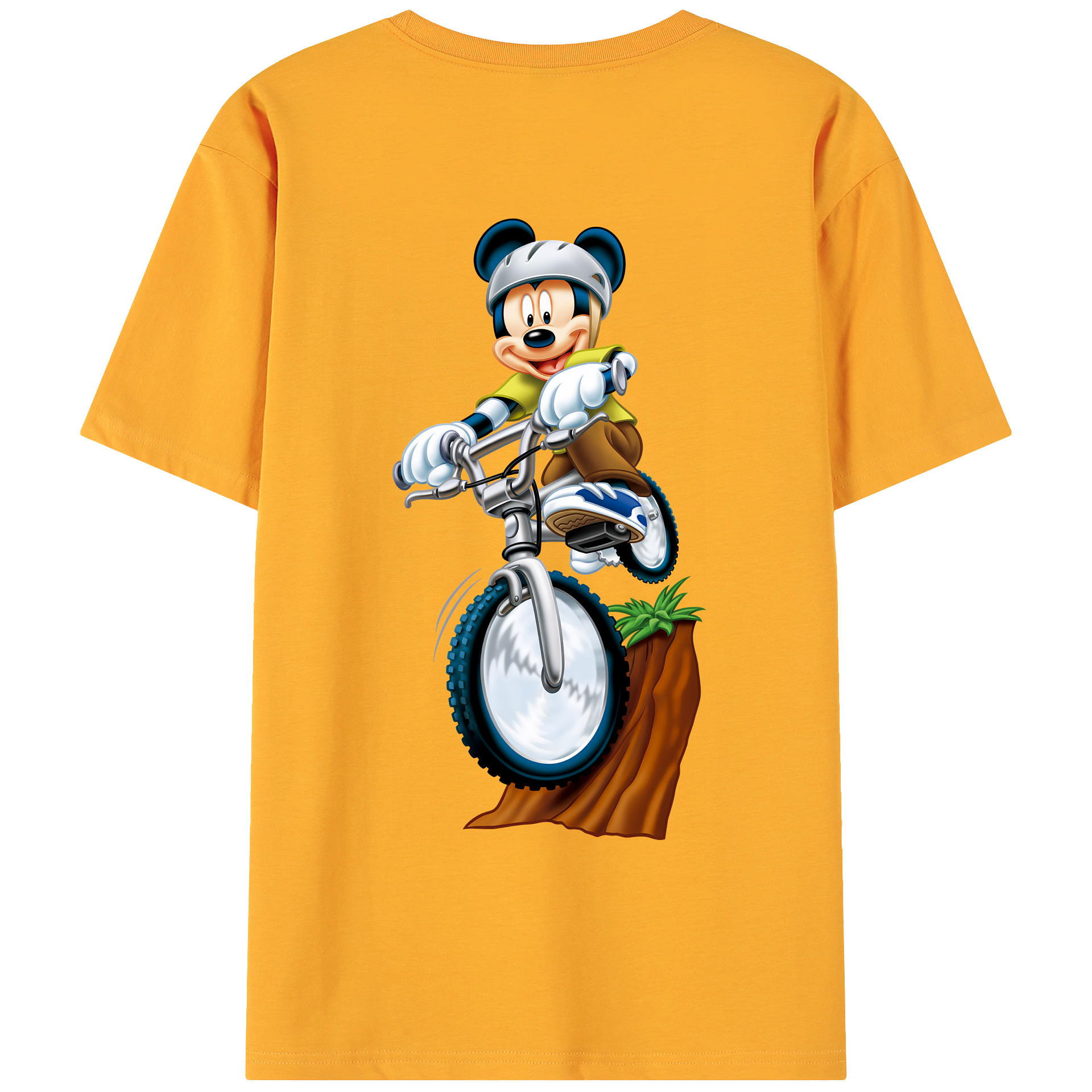 （画像用） ミッキーマウス Mickey Mouse 綿100％ メンズ半袖Tシャツ（バックプリント） 通気性