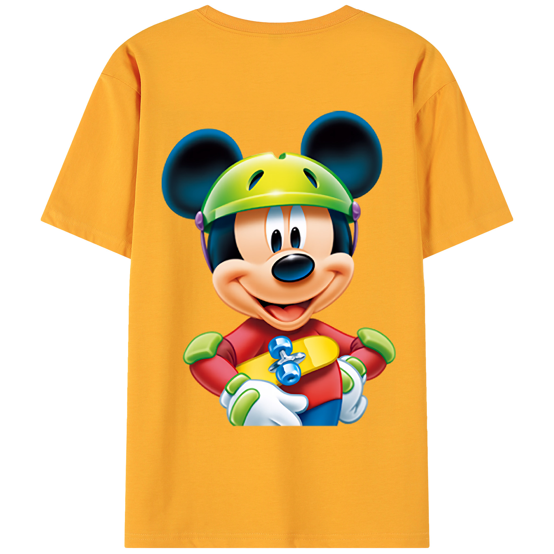 （画像用） ミッキーマウス Mickey Mouse 綿100％ メンズ半袖Tシャツ（バックプリント） 通気性