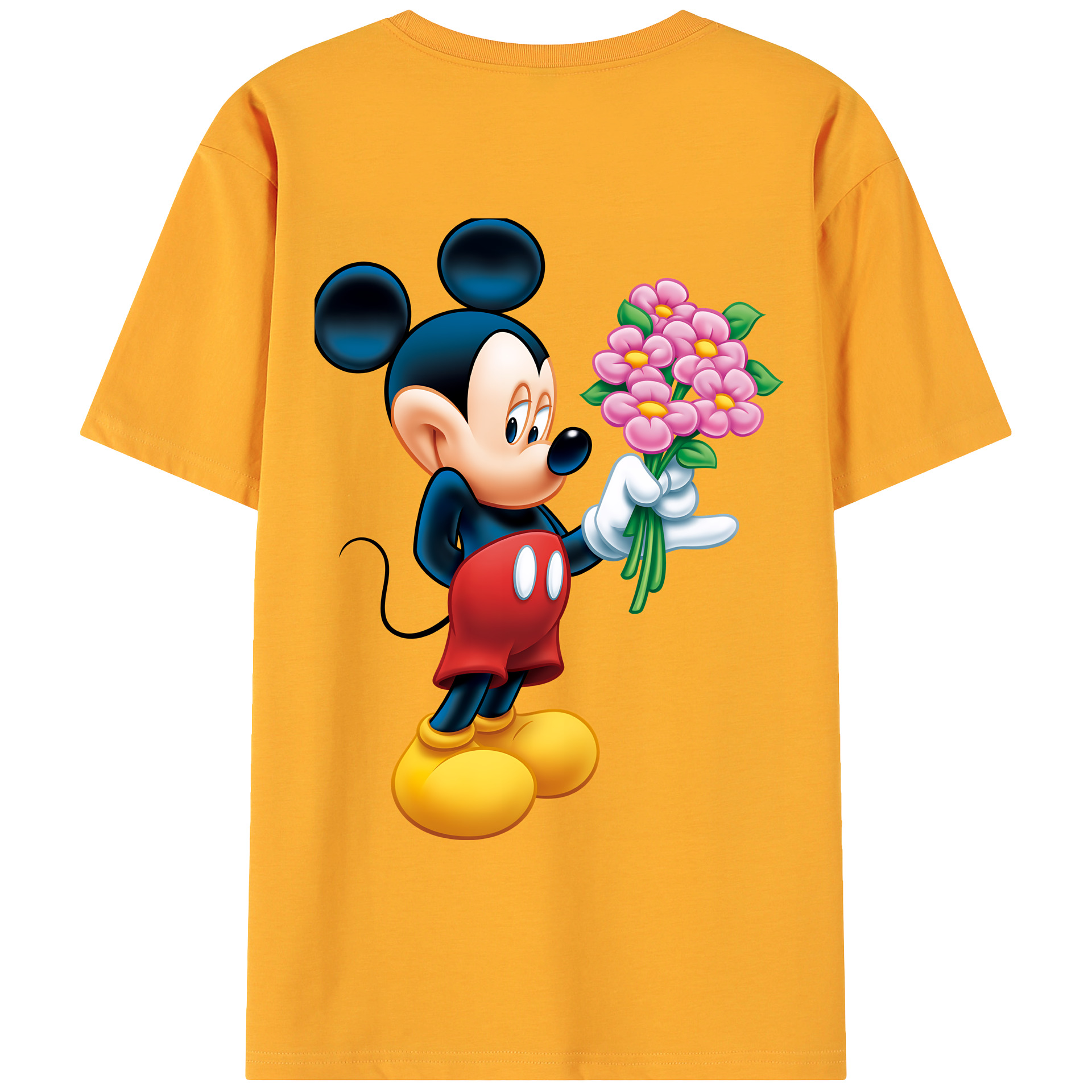 （画像用） ミッキーマウス Mickey Mouse 綿100％ メンズ半袖Tシャツ（バックプリント） 通気性