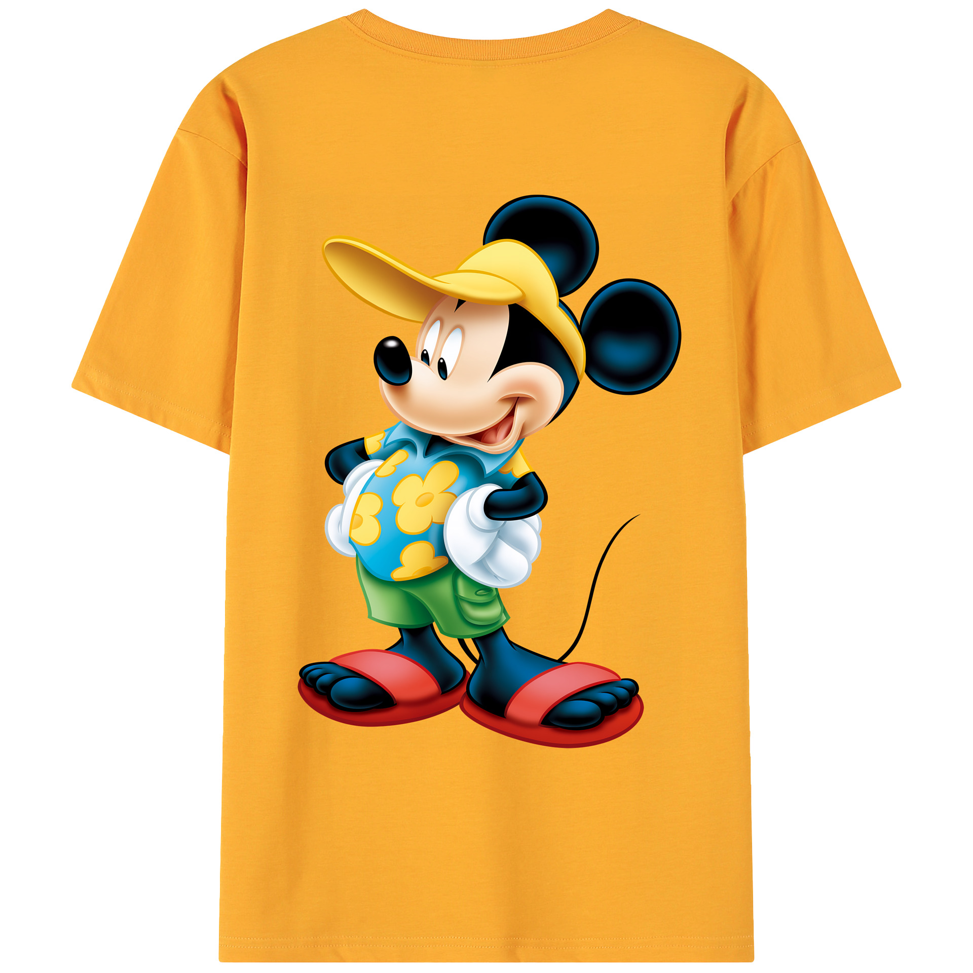 （画像用） ミッキーマウス Mickey Mouse 綿100％ メンズ半袖Tシャツ（バックプリント） 通気性