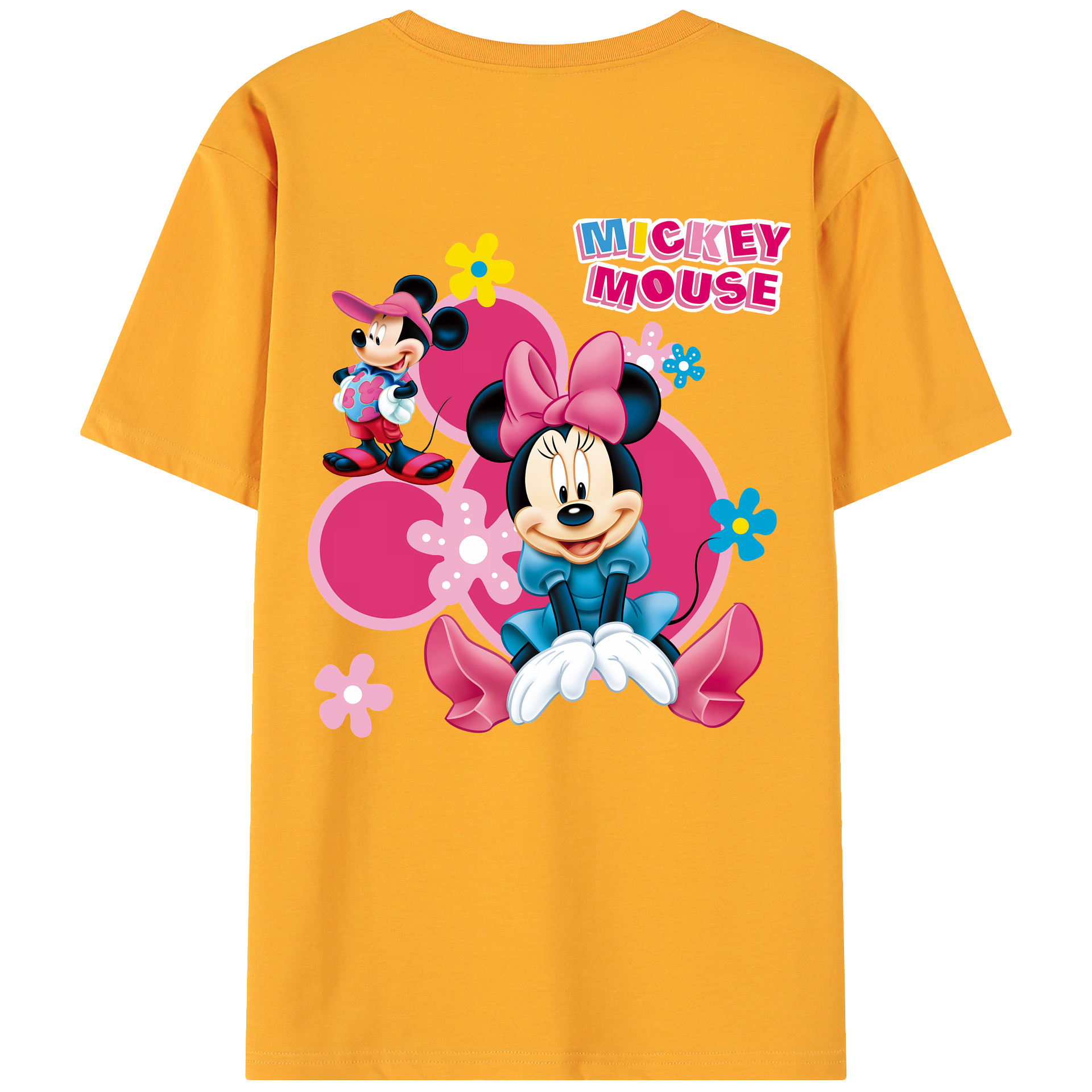 （画像用） ミッキーマウス Mickey Mouse 綿100％ メンズ半袖Tシャツ（バックプリント） 通気性