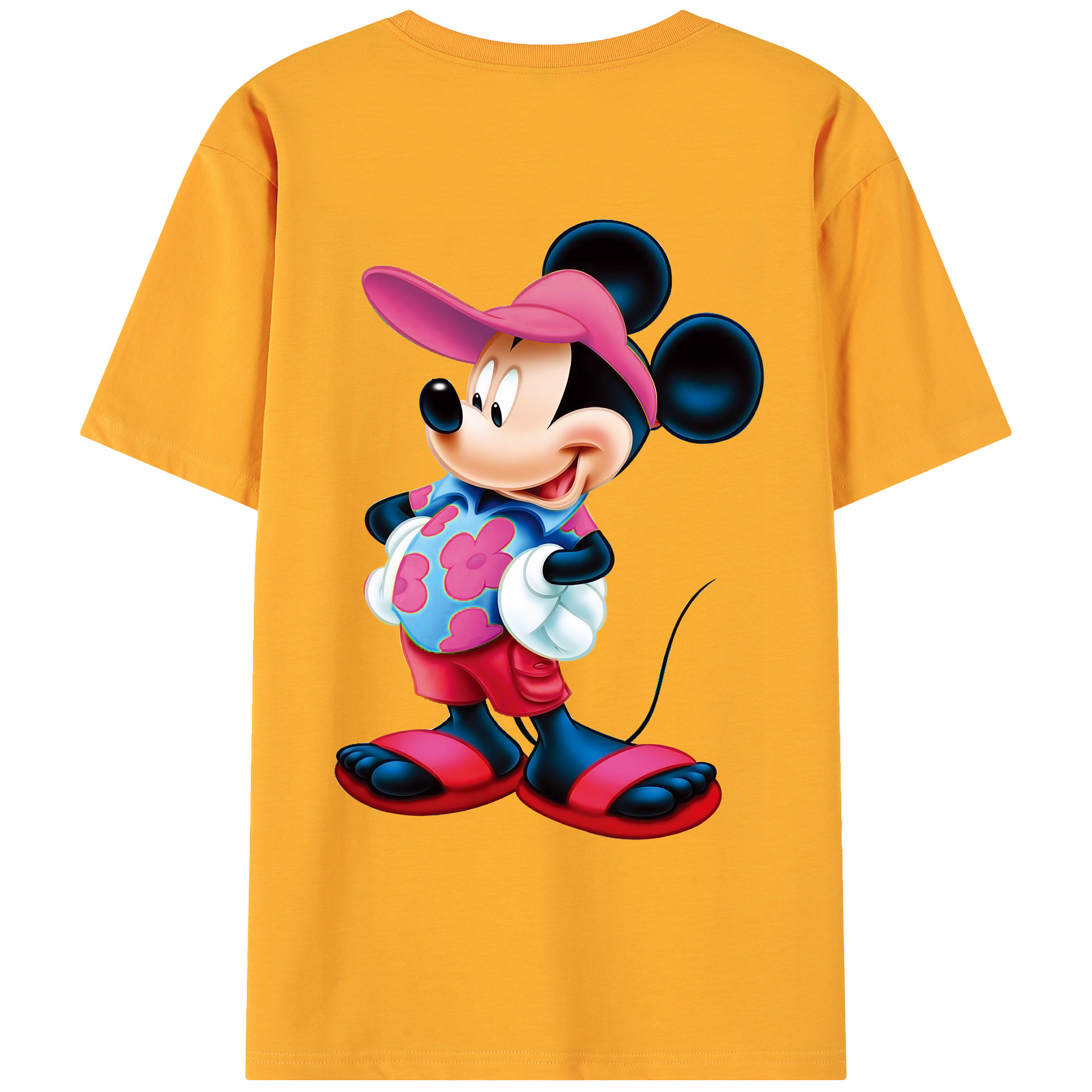 （画像用） ミッキーマウス Mickey Mouse 綿100％ メンズ半袖Tシャツ（バックプリント） 通気性